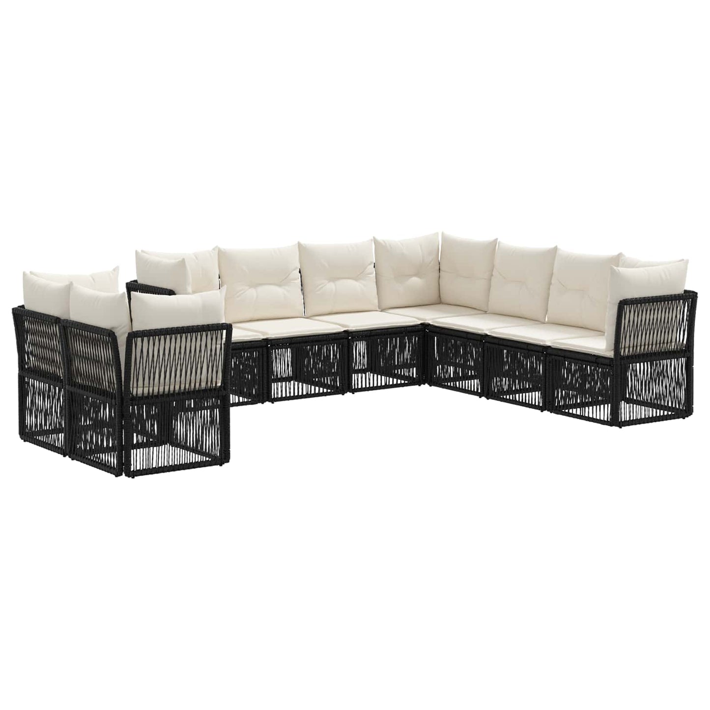 Tuinbankenset 9 pcs Zwart poly rattan