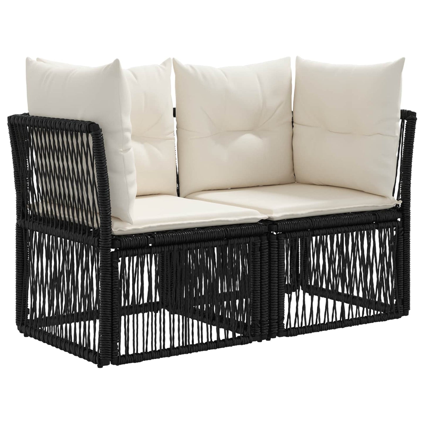 Tuinbankenset 9 pcs Zwart poly rattan