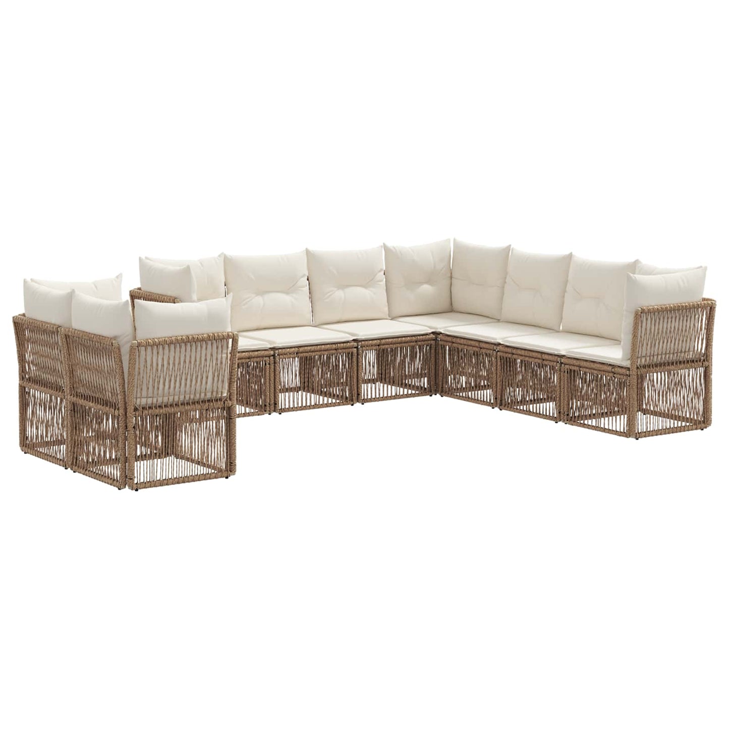 Tuinbankenset 9 pcs Beige poly rattan