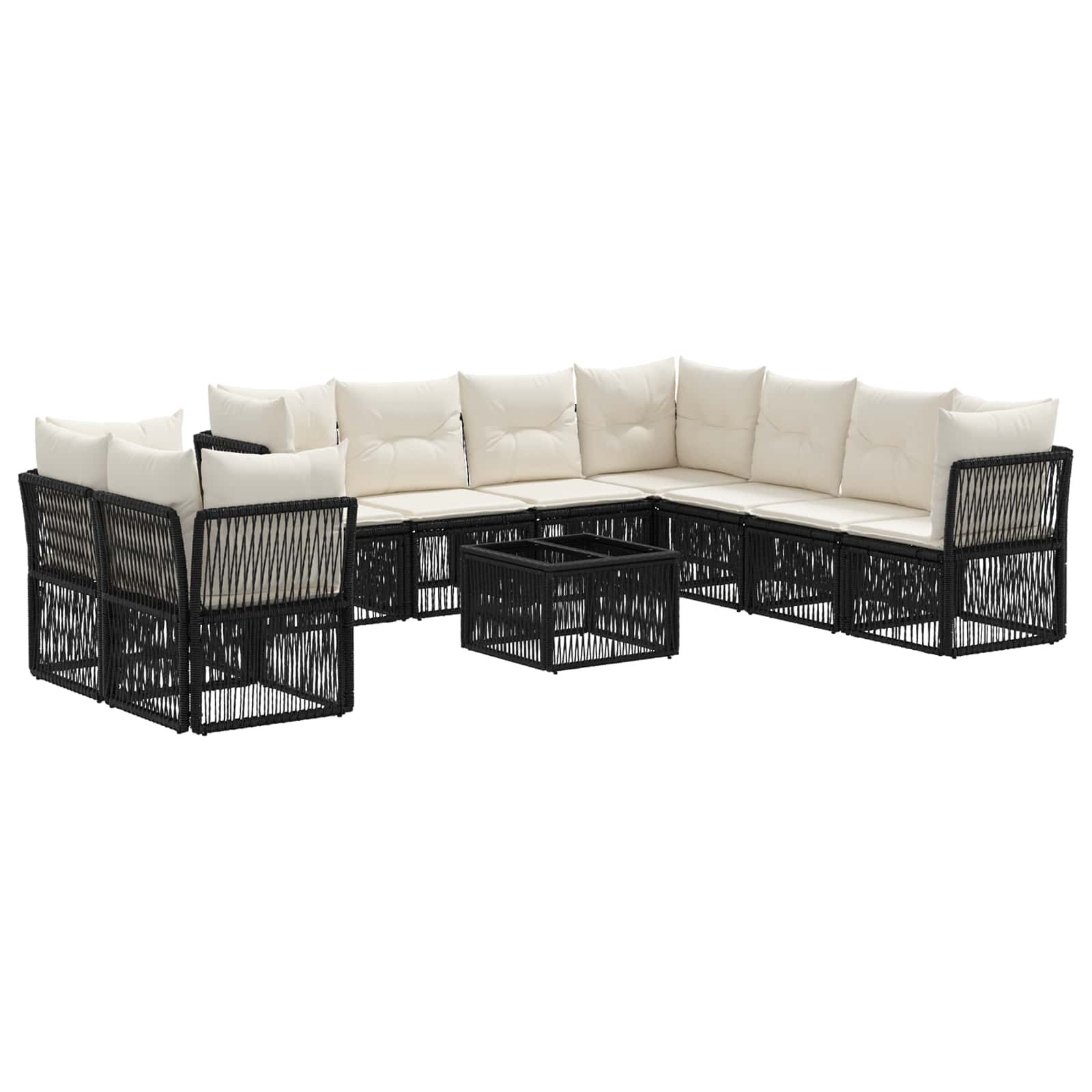 Tuinbankenset 10 pcs Zwart poly rattan is nu te koop bij PeponiXL, paradijselijk wonen!