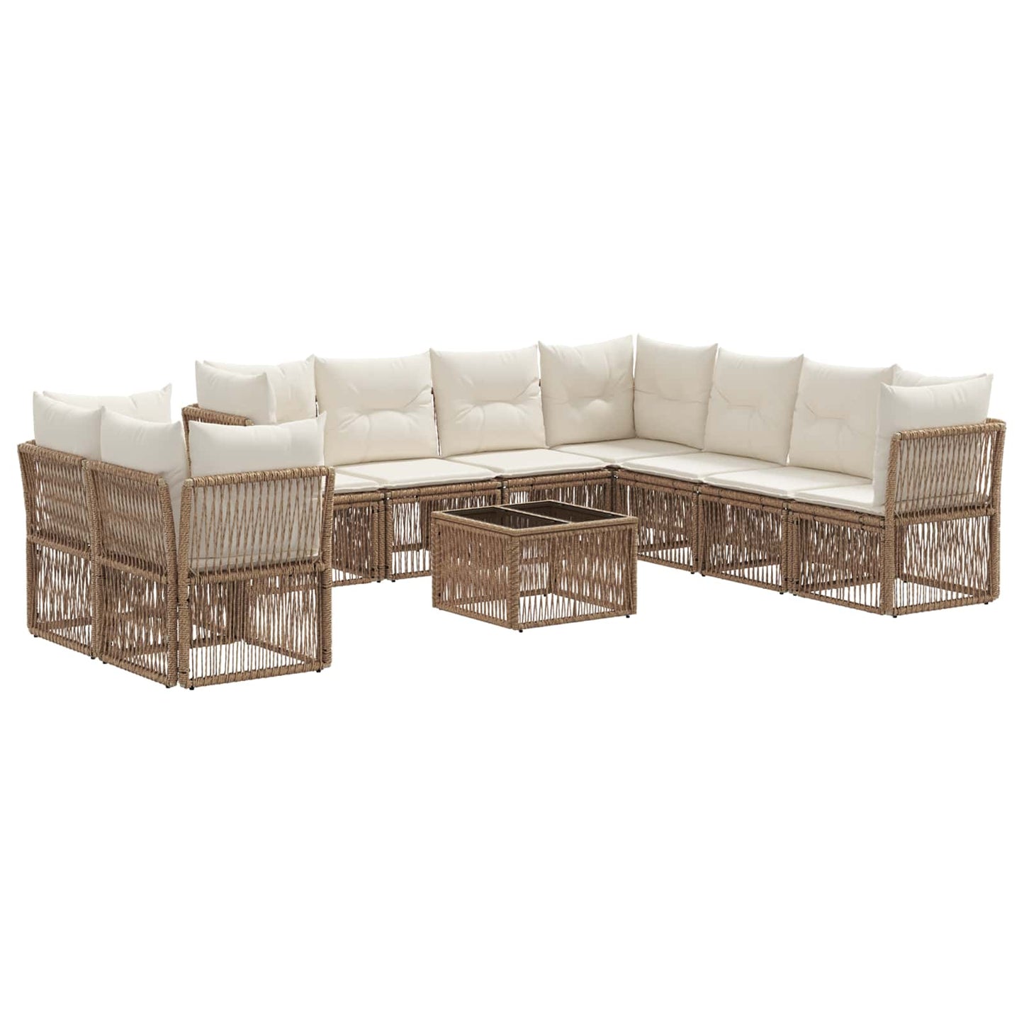 Tuinbankenset 10 pcs Beige poly rattan is nu te koop bij PeponiXL, paradijselijk wonen!