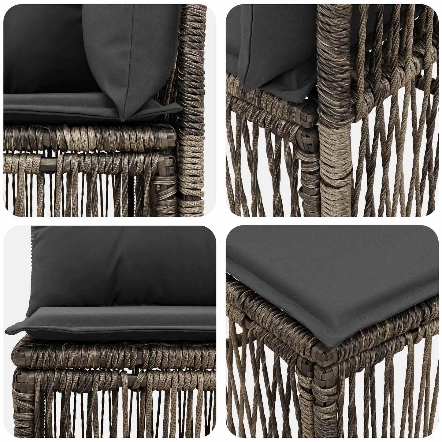 Tuinbankenset 10 pcs Grijs poly rattan