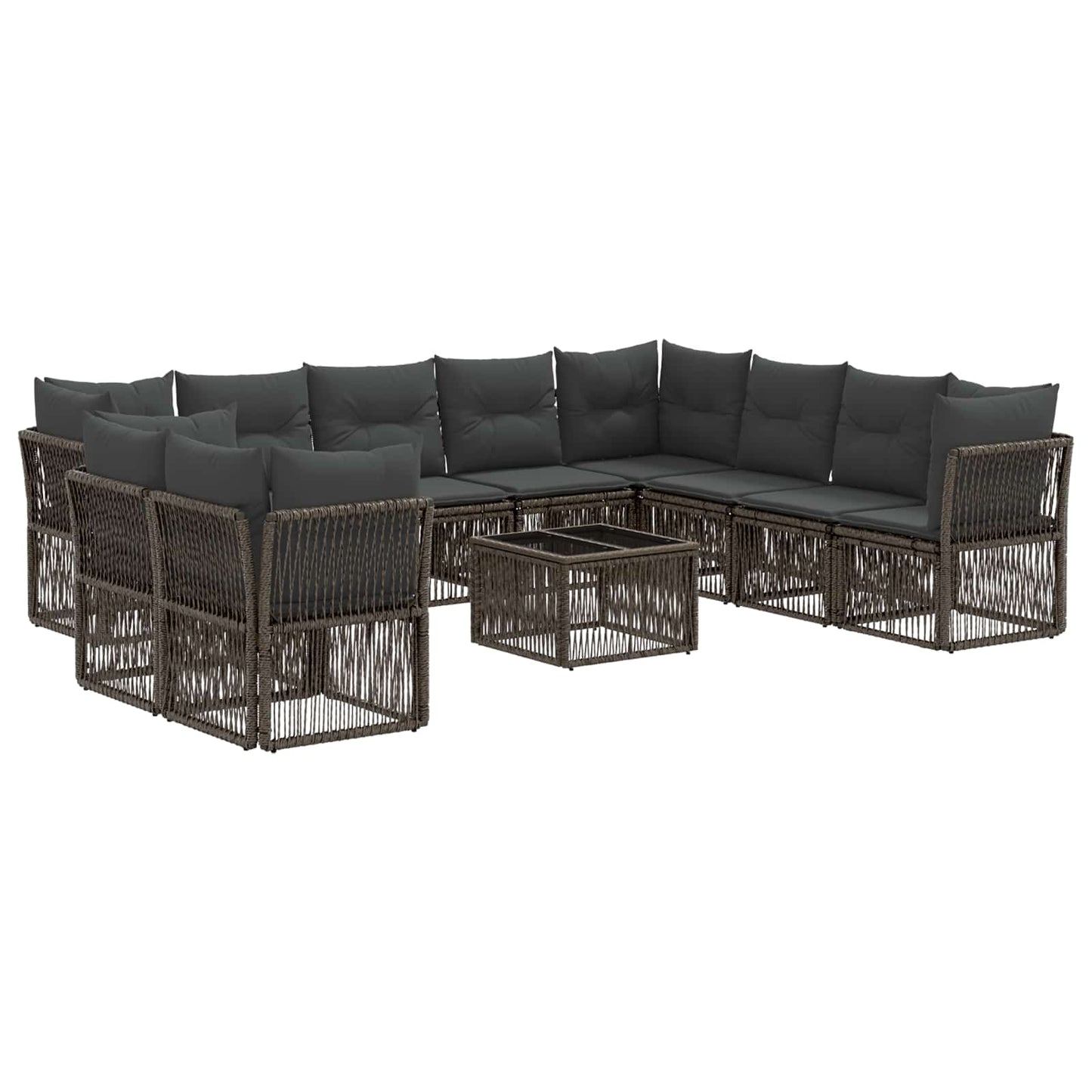 Tuinbankenset 11 pcs Grijs poly rattan is nu te koop bij PeponiXL, paradijselijk wonen!