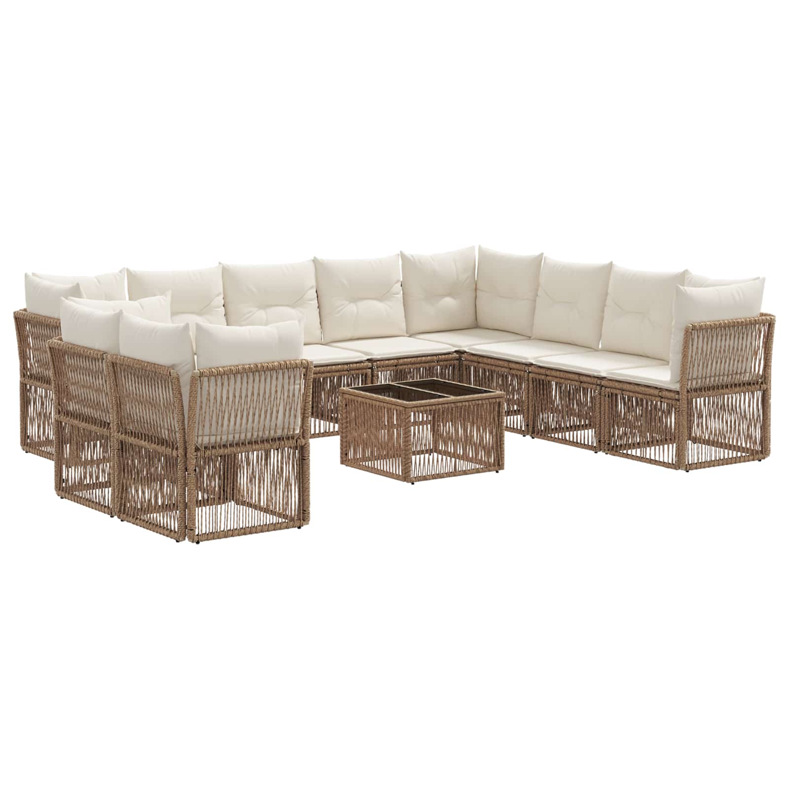 Tuinbankenset 11 pcs Beige poly rattan is nu te koop bij PeponiXL, paradijselijk wonen!