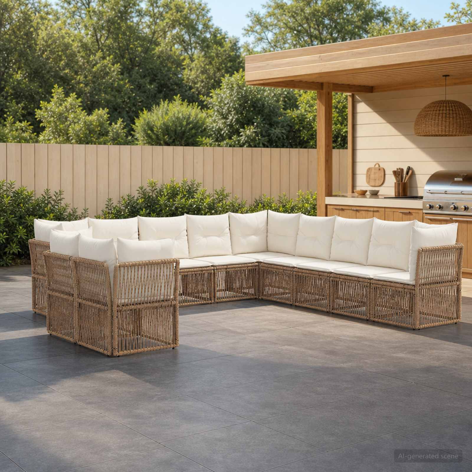 Tuinbankenset 11 pcs Beige poly rattan is nu te koop bij PeponiXL, paradijselijk wonen!