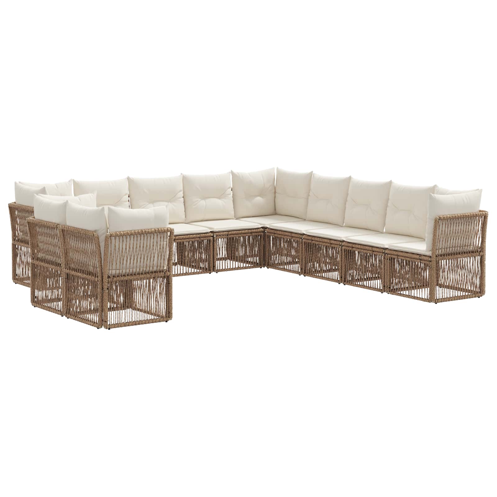 Tuinbankenset 11 pcs Beige poly rattan is nu te koop bij PeponiXL, paradijselijk wonen!