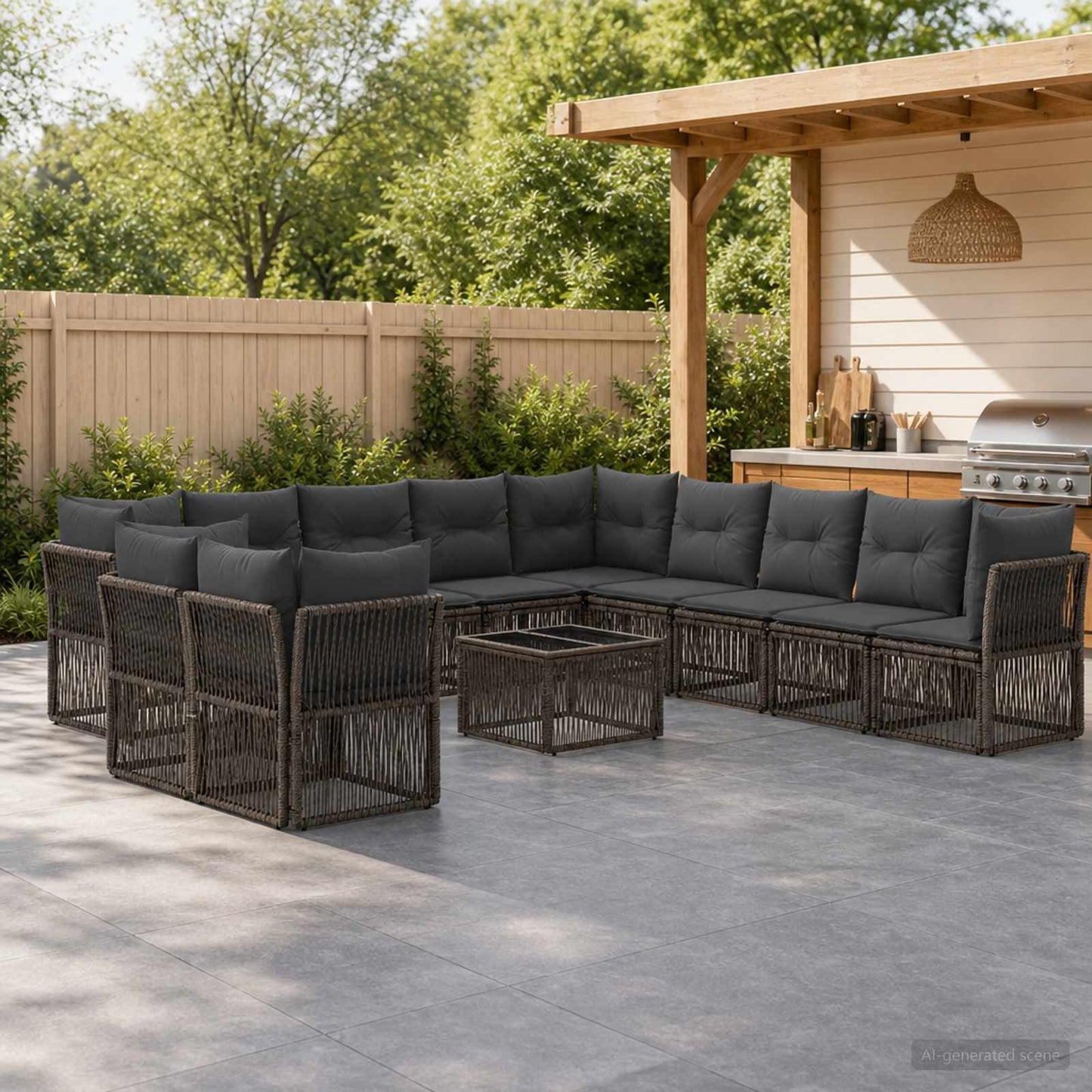 Tuinbankenset 12 pcs Grijs poly rattan is nu te koop bij PeponiXL, paradijselijk wonen!