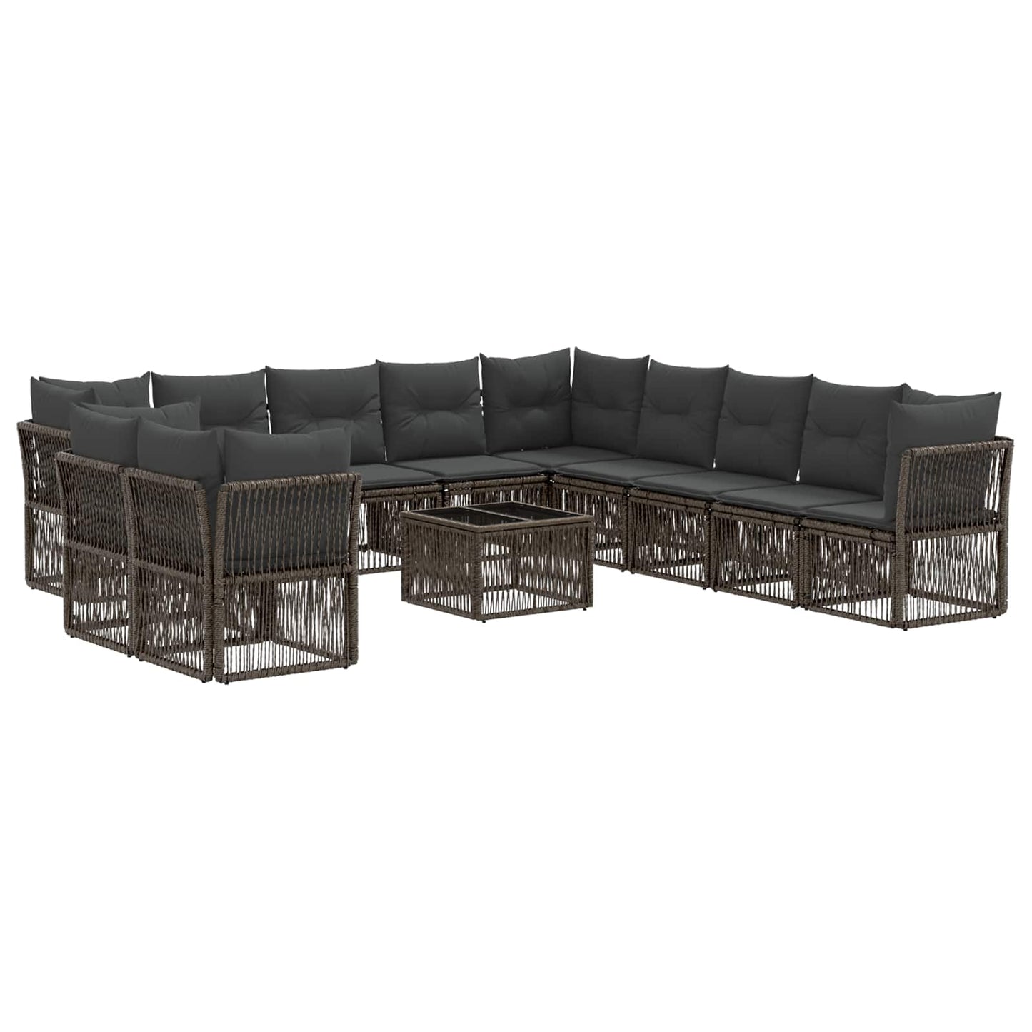 Tuinbankenset 12 pcs Grijs poly rattan is nu te koop bij PeponiXL, paradijselijk wonen!