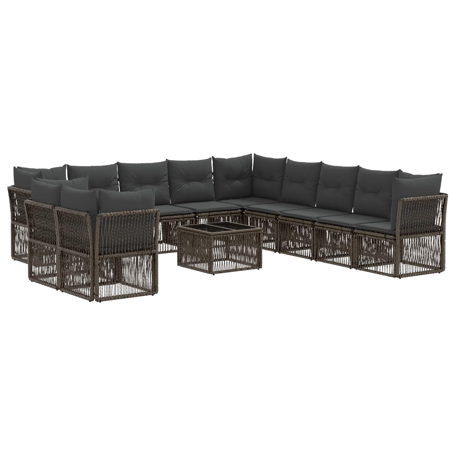 Tuinbankenset 12 pcs Grijs poly rattan is nu te koop bij PeponiXL, paradijselijk wonen!