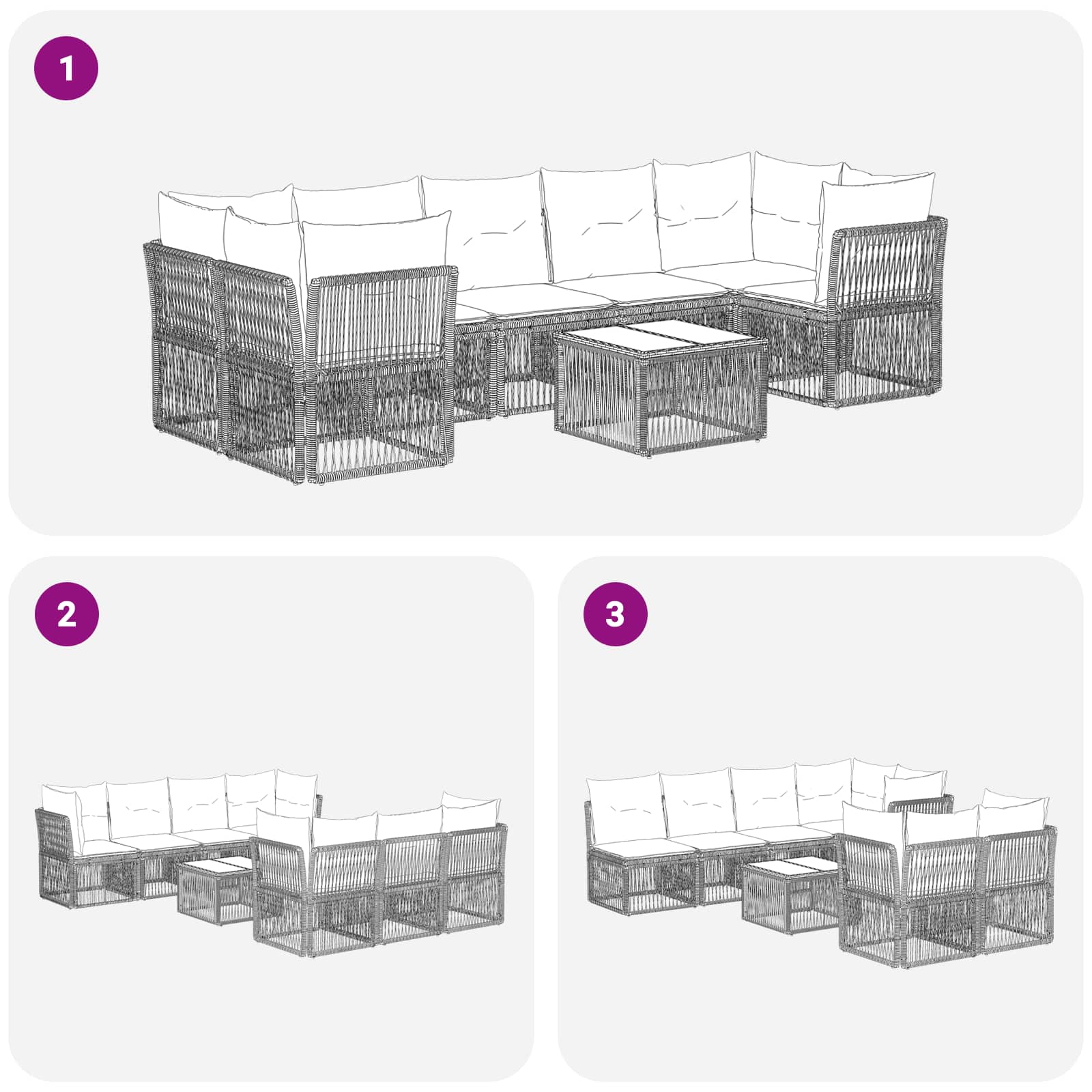 Tuinbankenset 12 pcs Grijs poly rattan is nu te koop bij PeponiXL, paradijselijk wonen!