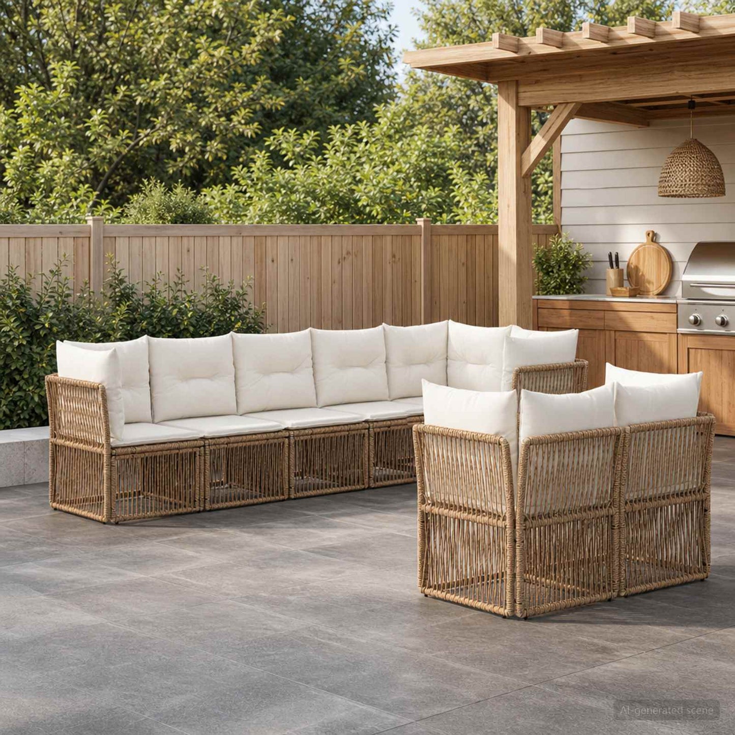 Tuinbankenset 8 pcs Beige poly rattan is nu te koop bij PeponiXL, paradijselijk wonen!
