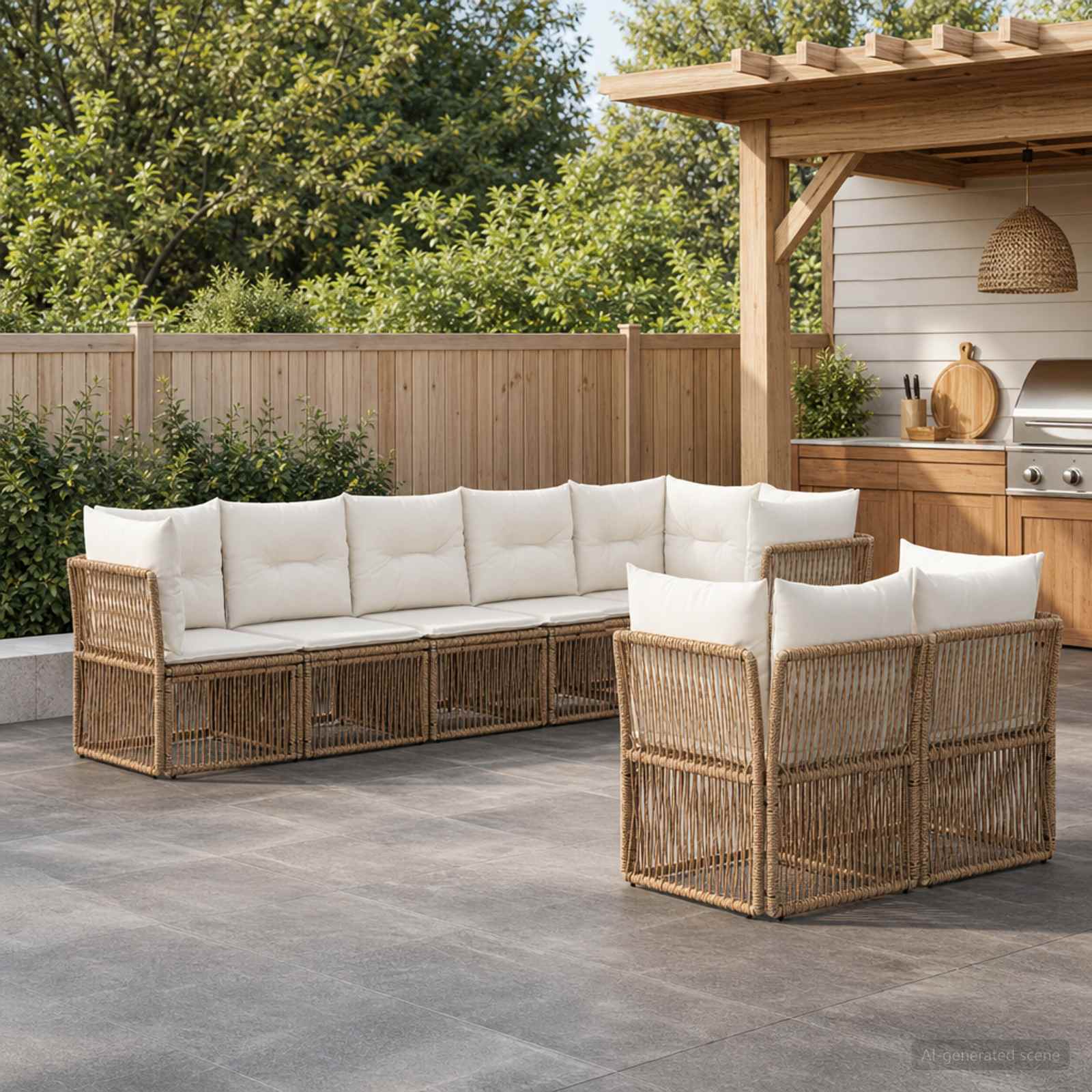 Tuinbankenset 8 pcs Beige poly rattan is nu te koop bij PeponiXL, paradijselijk wonen!