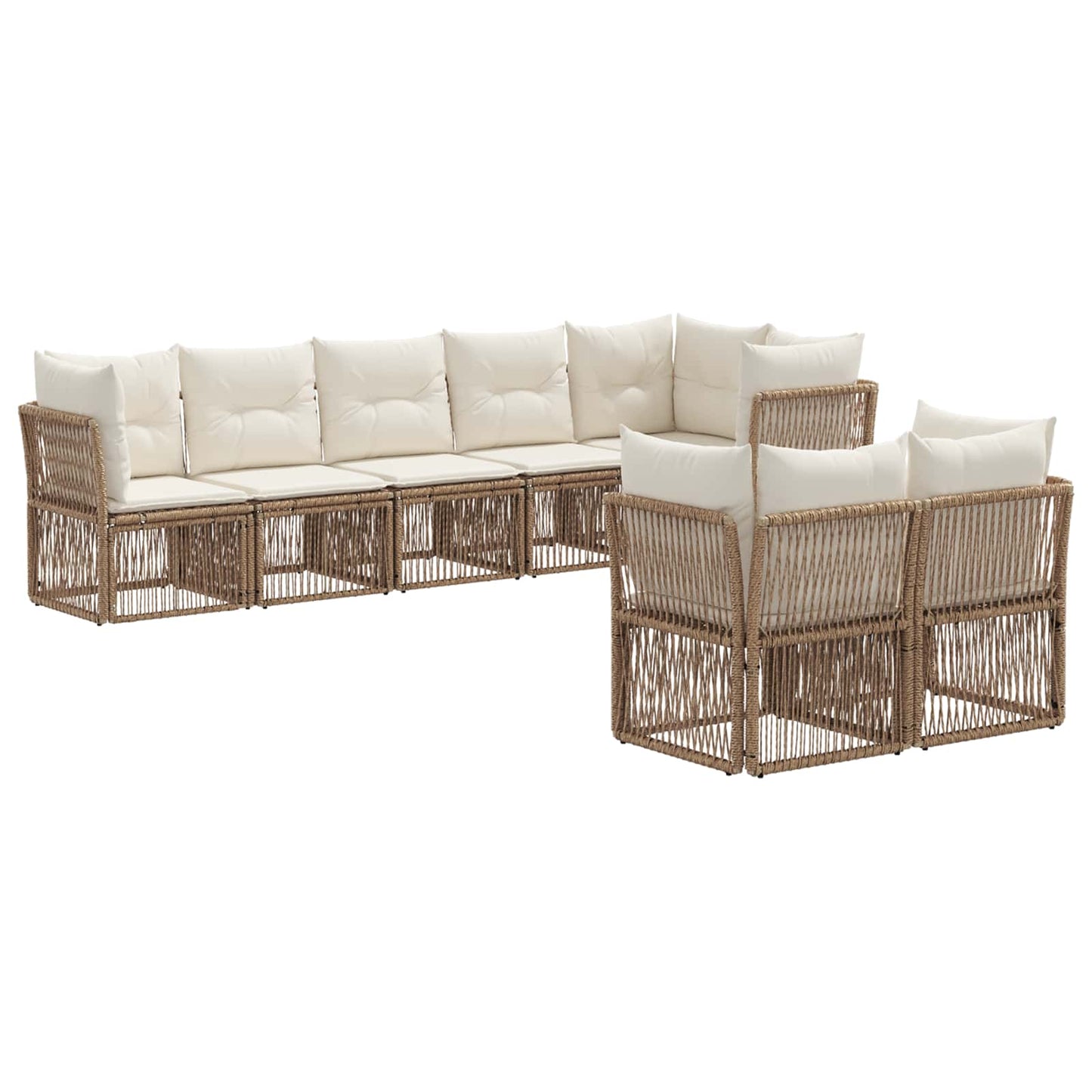 Tuinbankenset 8 pcs Beige poly rattan is nu te koop bij PeponiXL, paradijselijk wonen!