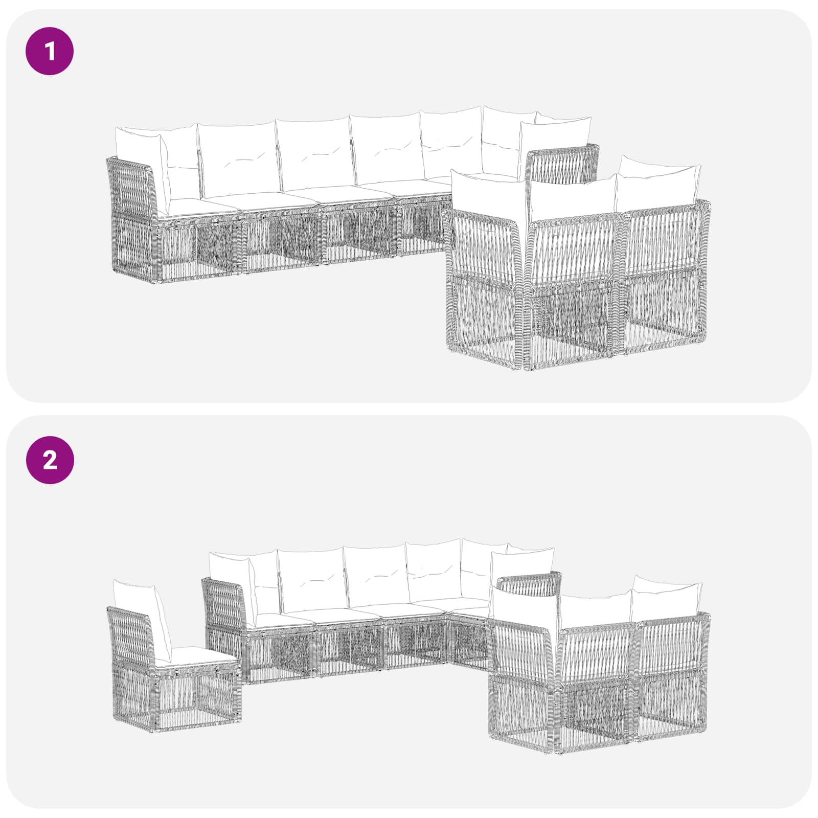 Tuinbankenset 8 pcs Beige poly rattan is nu te koop bij PeponiXL, paradijselijk wonen!