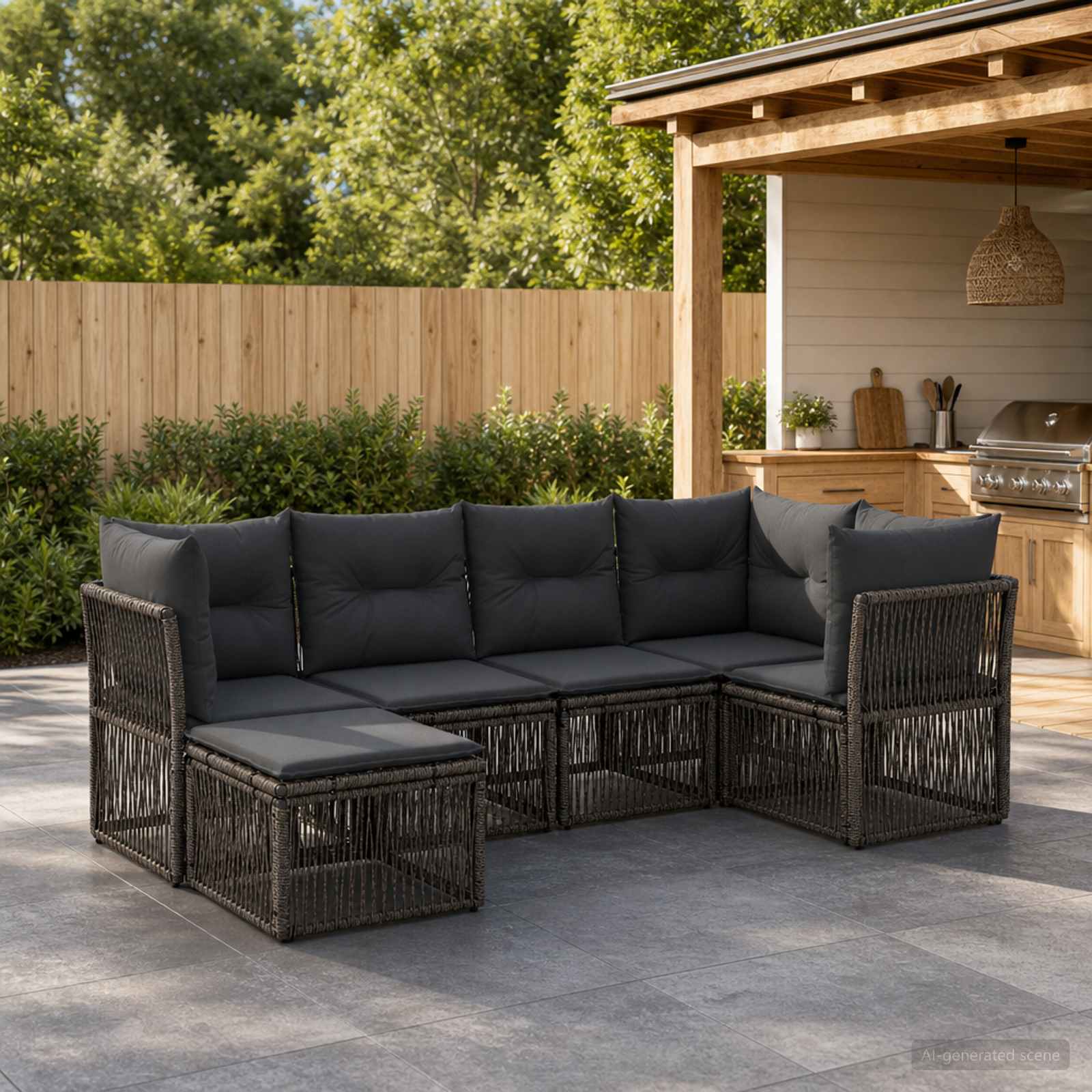 Tuinbankenset 6 pcs Grijs poly rattan is nu te koop bij PeponiXL, paradijselijk wonen!