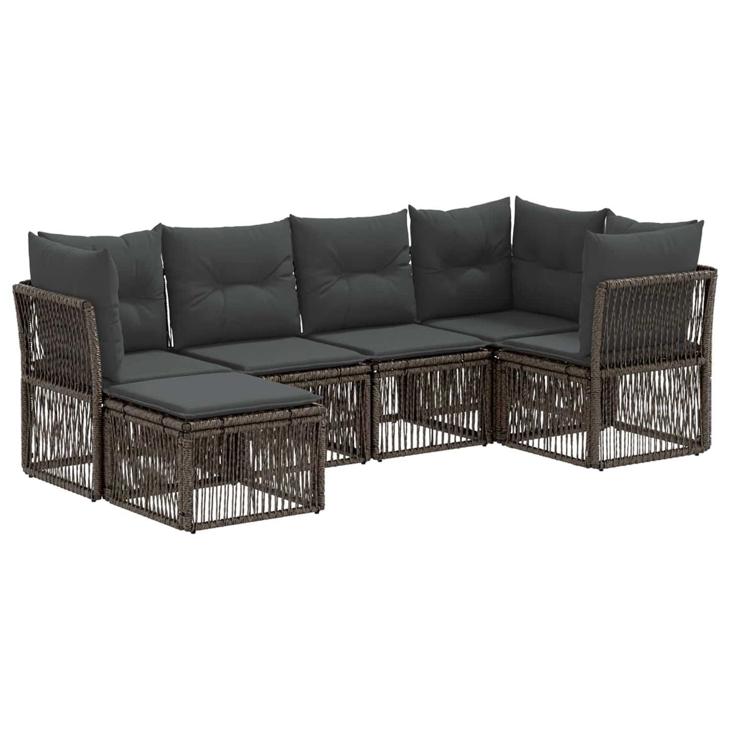 Tuinbankenset 6 pcs Grijs poly rattan is nu te koop bij PeponiXL, paradijselijk wonen!