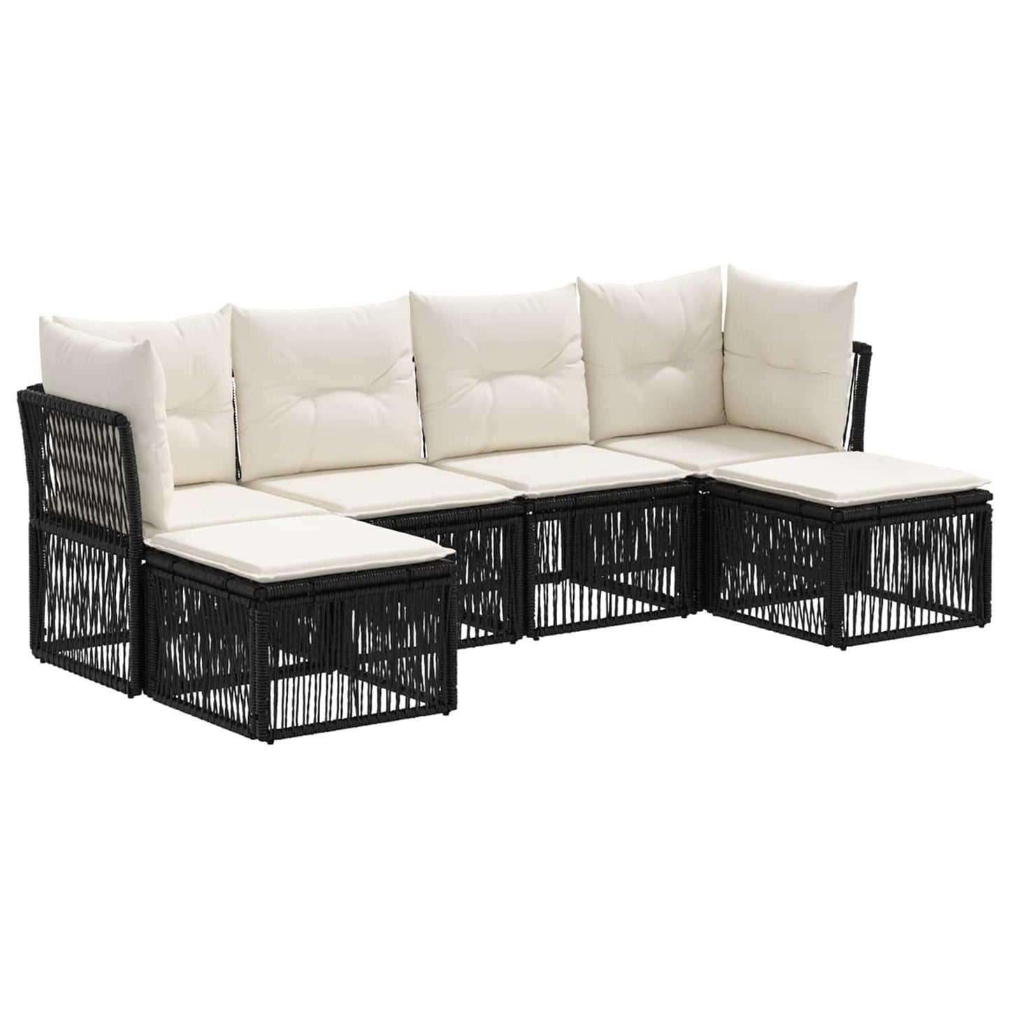Tuinbankenset 6 pcs Zwart poly rattan is nu te koop bij PeponiXL, paradijselijk wonen!