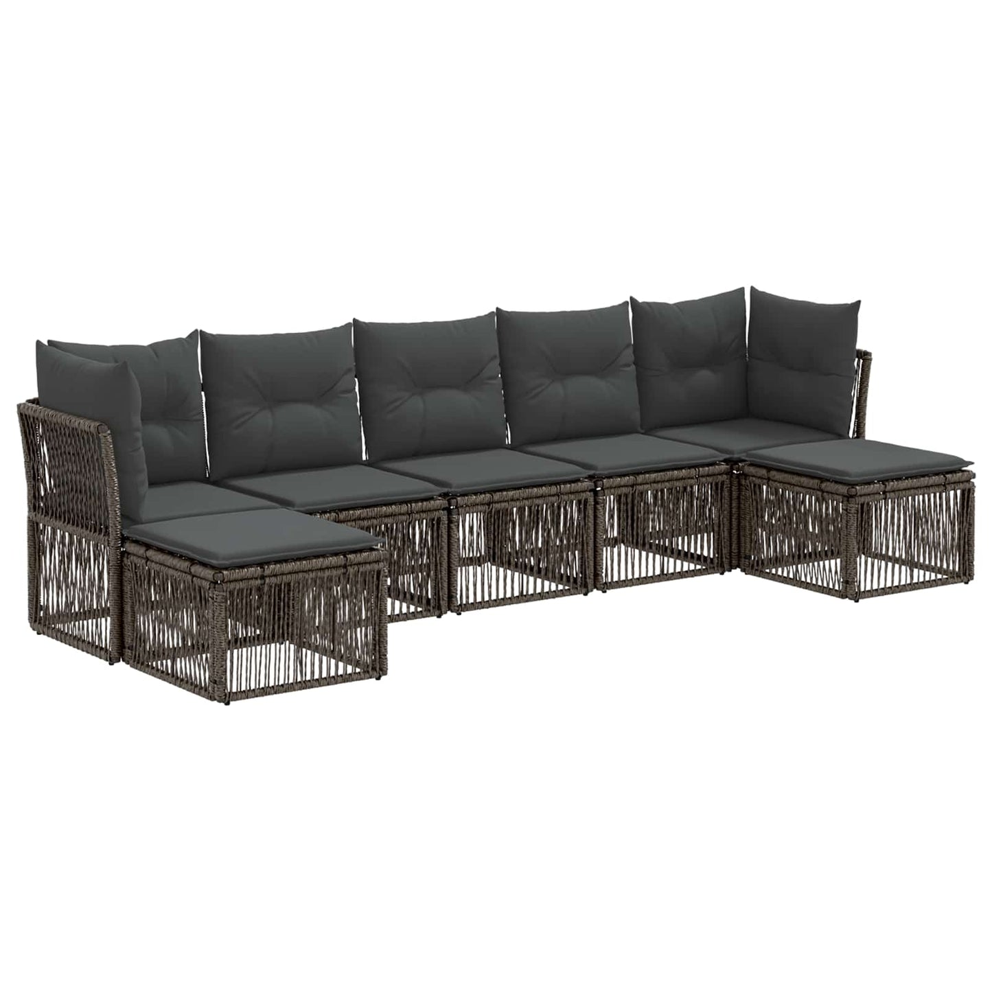 Tuinbankenset 7 pcs Grijs poly rattan is nu te koop bij PeponiXL, paradijselijk wonen!