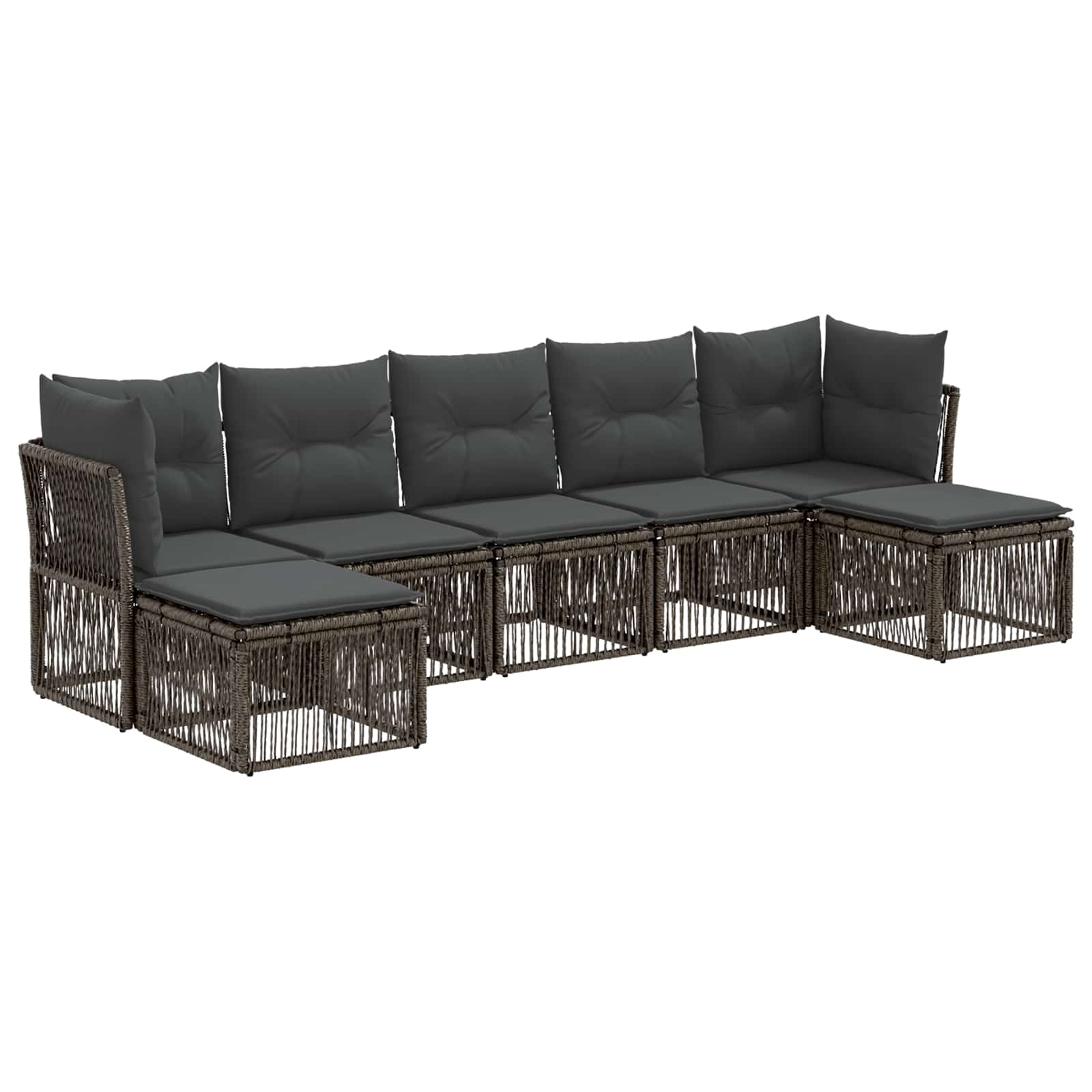 Tuinbankenset 7 pcs Grijs poly rattan is nu te koop bij PeponiXL, paradijselijk wonen!