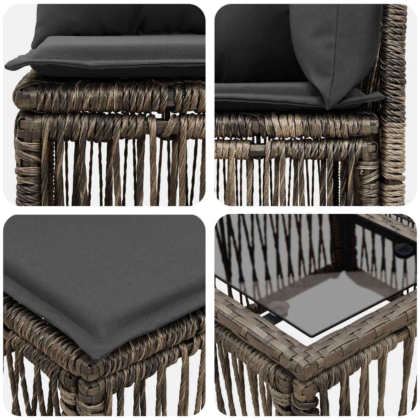Tuinbankenset 9 pcs Grijs poly rattan is nu te koop bij PeponiXL, paradijselijk wonen!