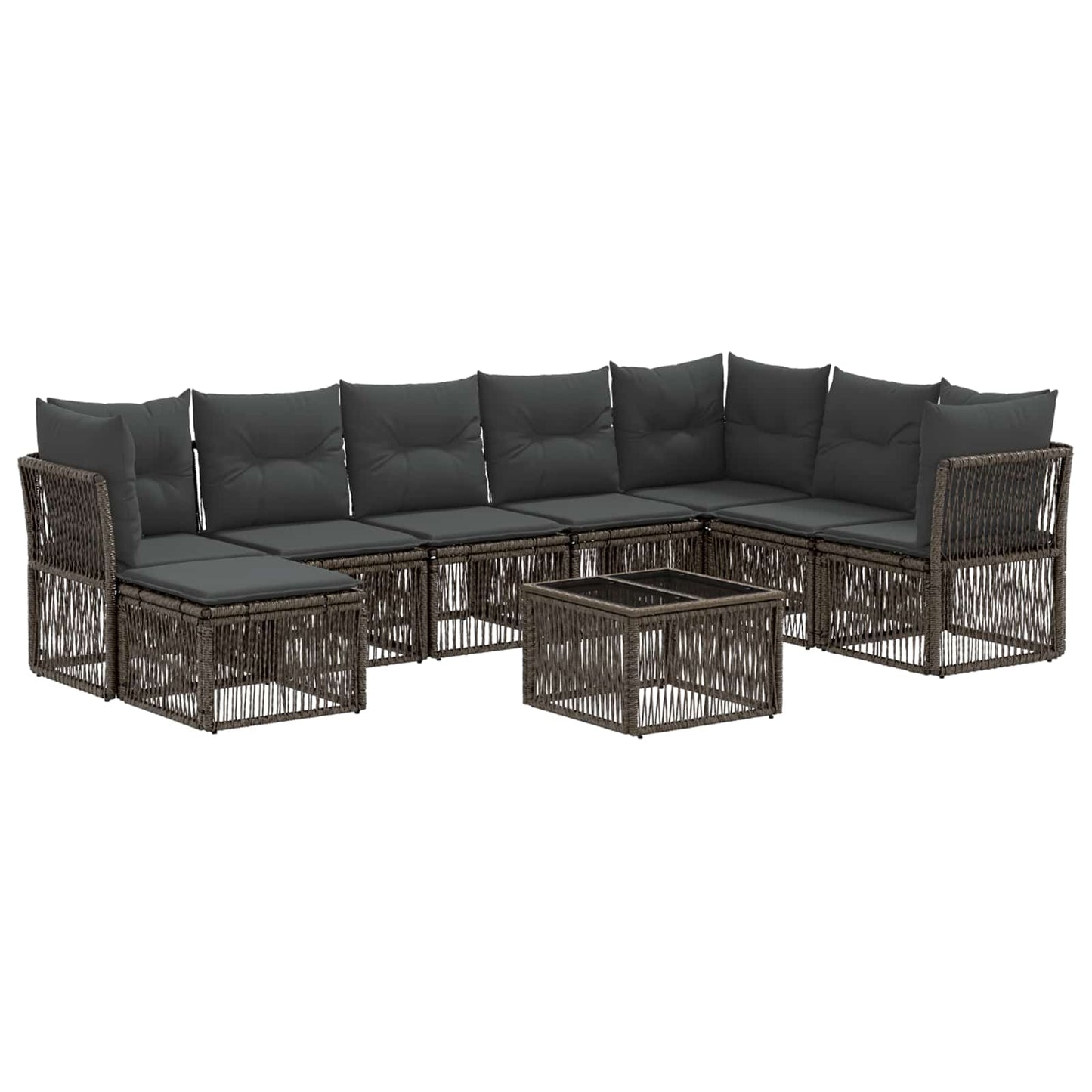 Tuinbankenset 9 pcs Grijs poly rattan is nu te koop bij PeponiXL, paradijselijk wonen!