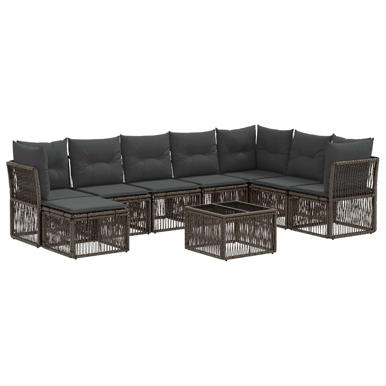 Tuinbankenset 9 pcs Grijs poly rattan is nu te koop bij PeponiXL, paradijselijk wonen!