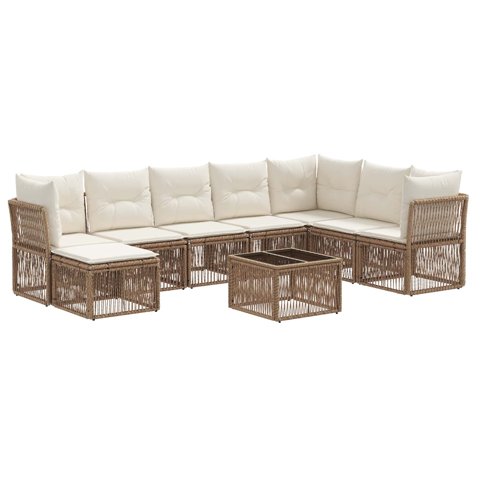 Tuinbankenset 9 pcs Beige poly rattan is nu te koop bij PeponiXL, paradijselijk wonen!