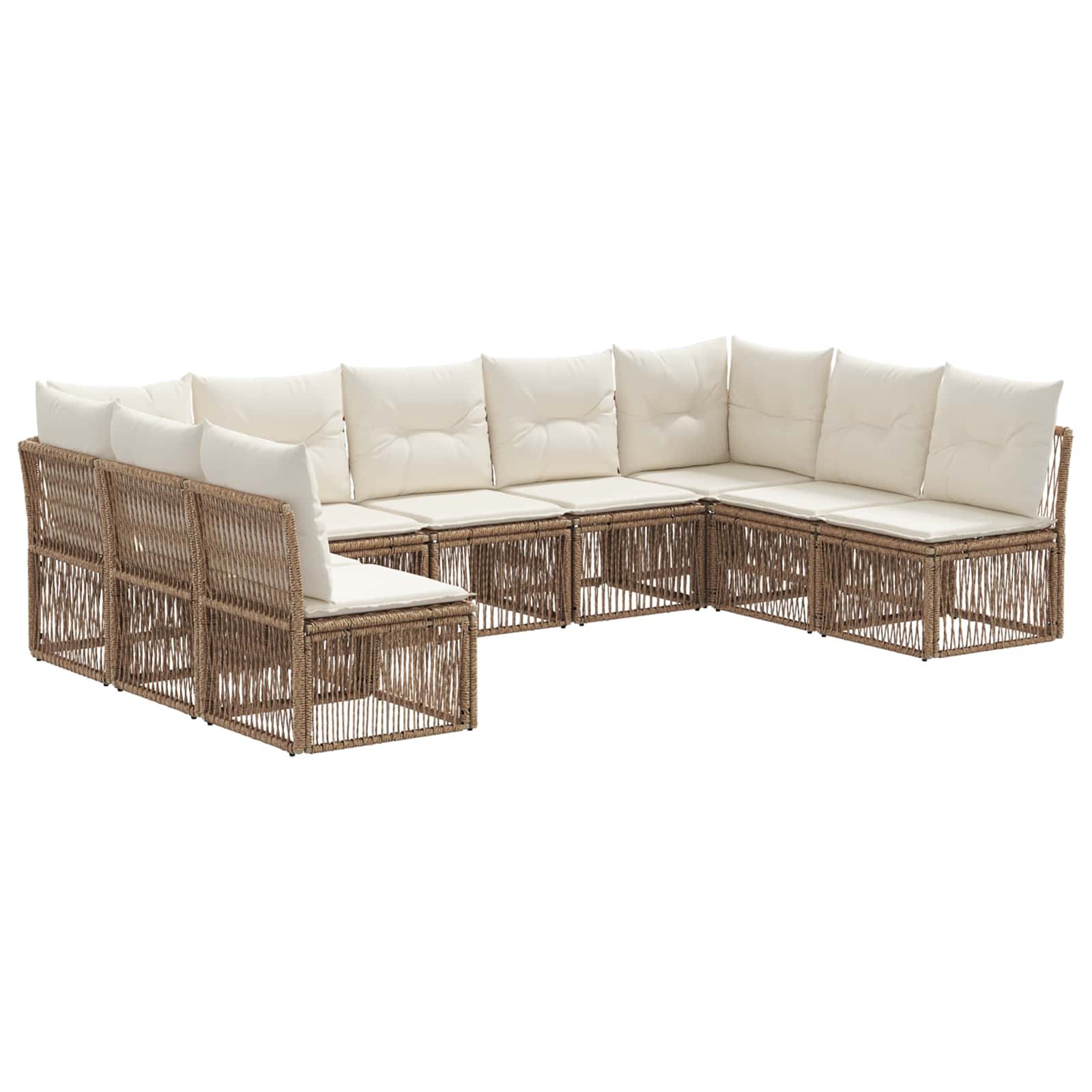 Tuinbankenset 9 pcs Beige poly rattan is nu te koop bij PeponiXL, paradijselijk wonen!