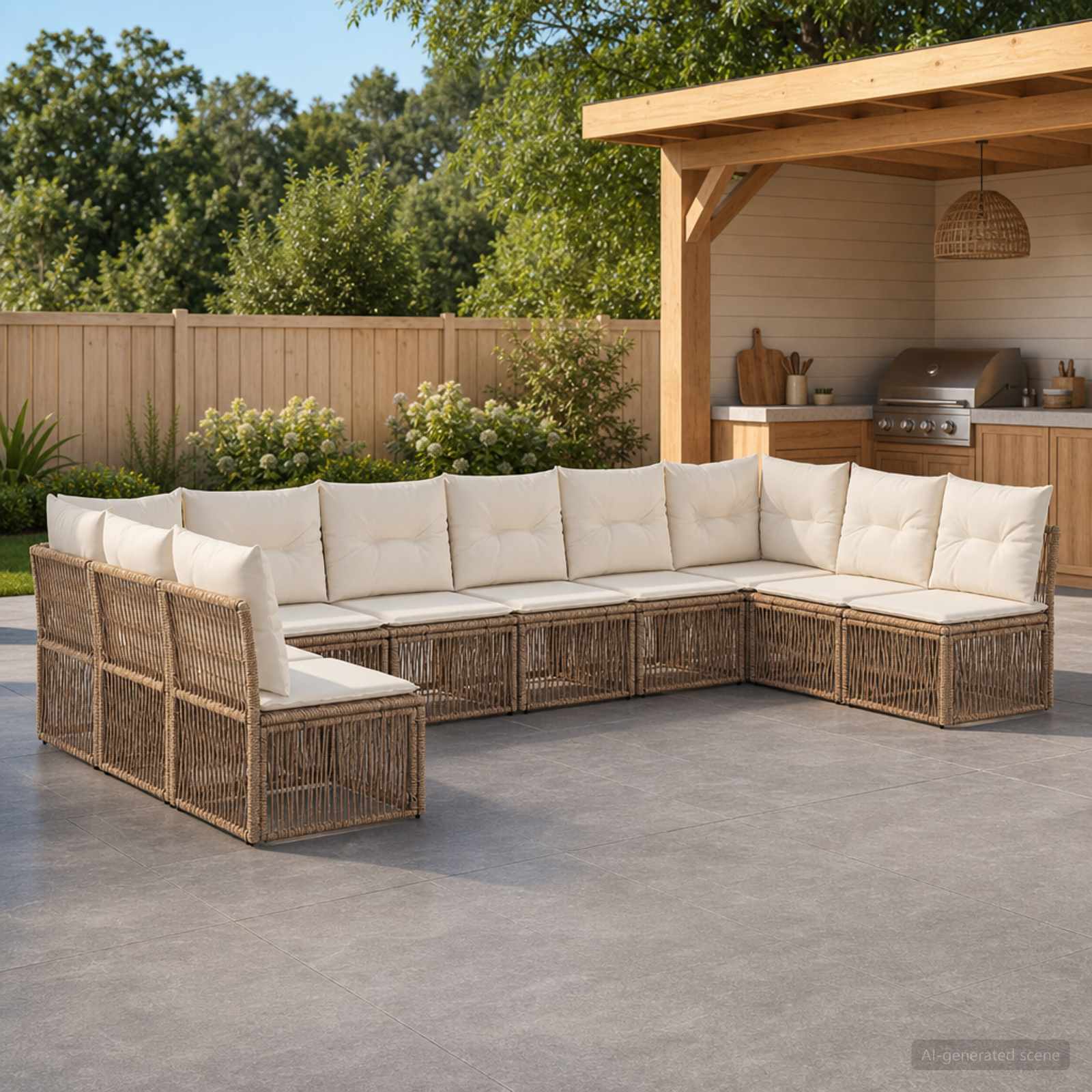 Tuinbankenset 10 pcs Beige poly rattan is nu te koop bij PeponiXL, paradijselijk wonen!