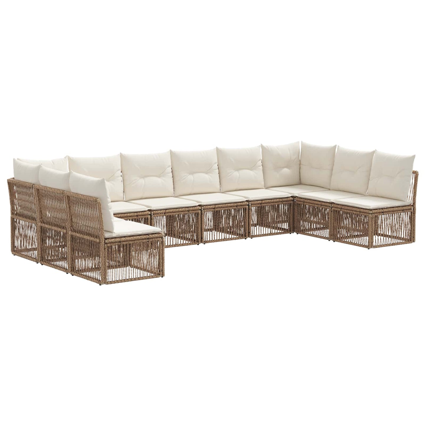 Tuinbankenset 10 pcs Beige poly rattan is nu te koop bij PeponiXL, paradijselijk wonen!