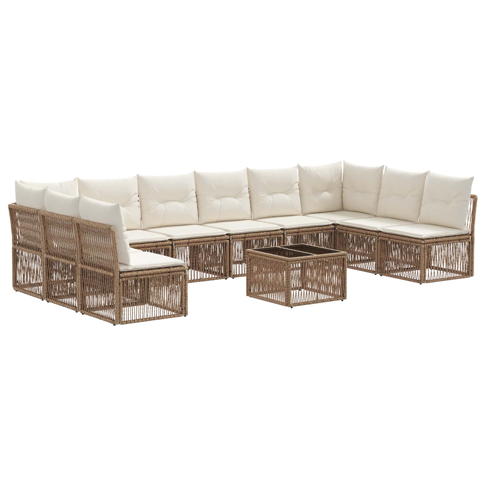 Tuinbankenset 11 pcs Beige poly rattan is nu te koop bij PeponiXL, paradijselijk wonen!
