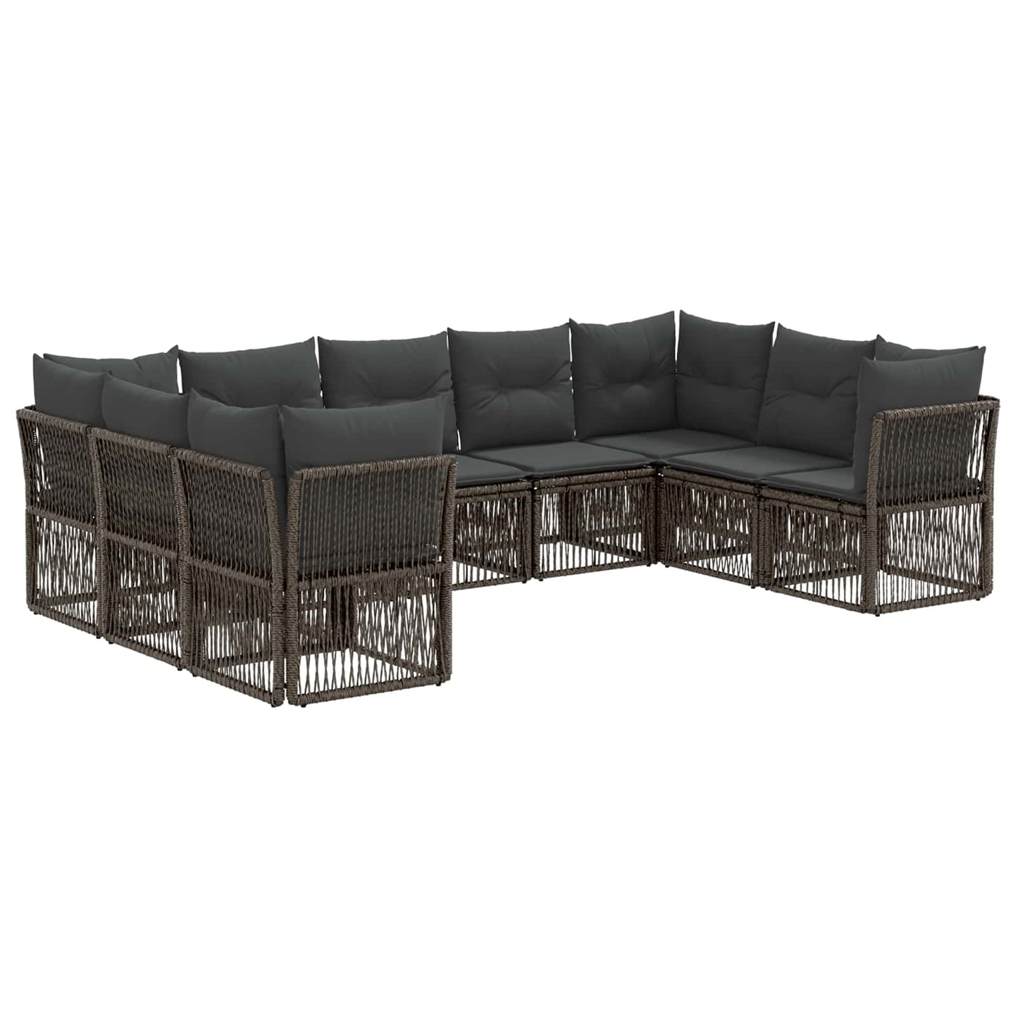 Tuinbankenset 9 pcs Grijs poly rattan is nu te koop bij PeponiXL, paradijselijk wonen!