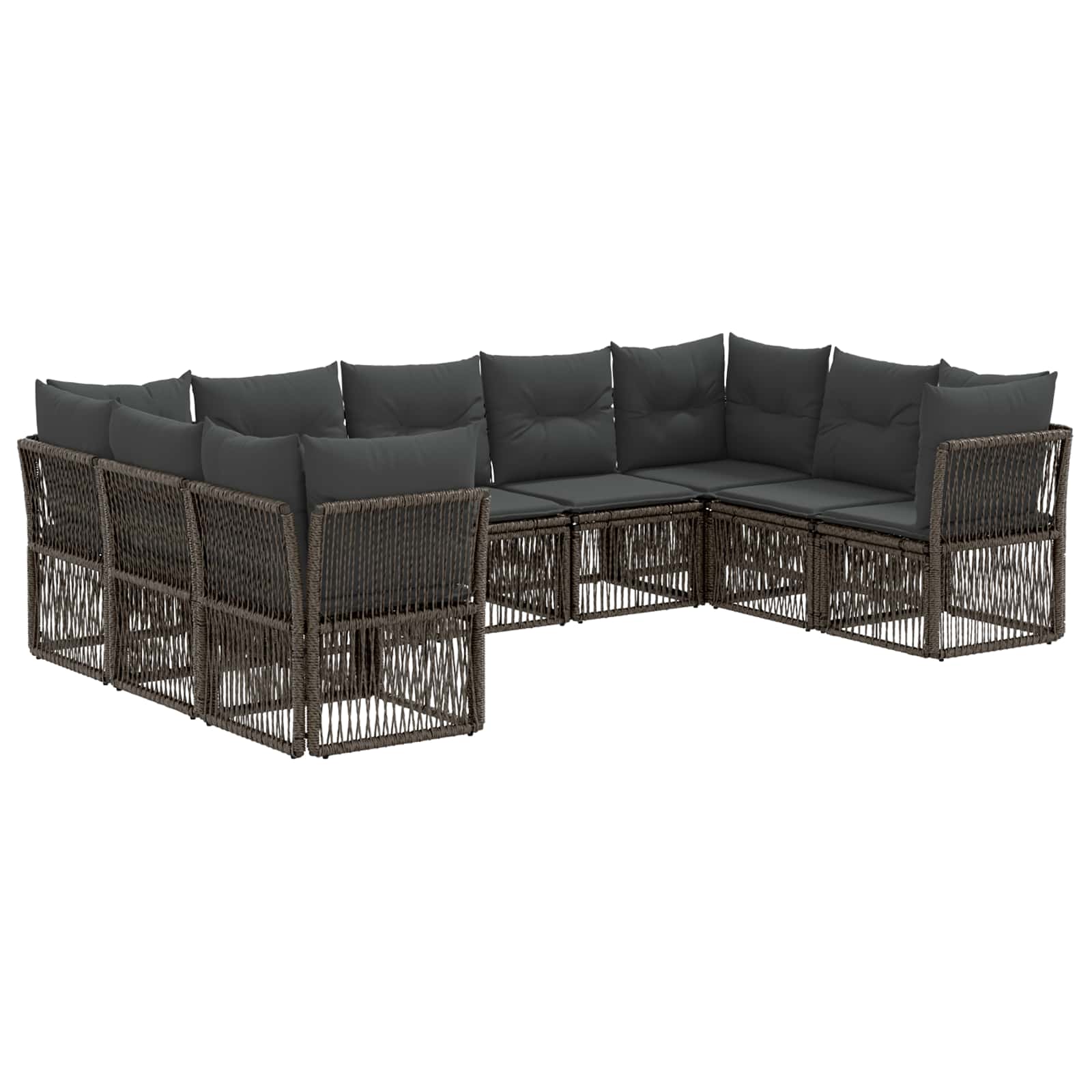 Tuinbankenset 9 pcs Grijs poly rattan is nu te koop bij PeponiXL, paradijselijk wonen!