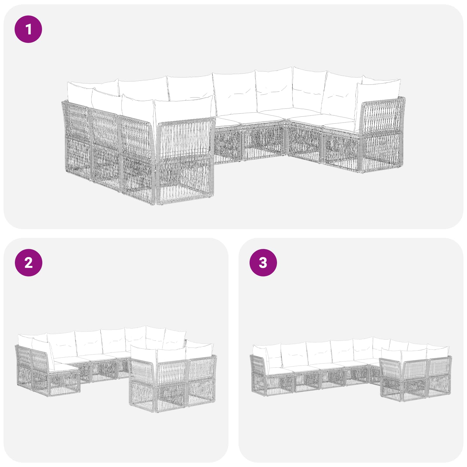 Tuinbankenset 9 pcs Grijs poly rattan is nu te koop bij PeponiXL, paradijselijk wonen!