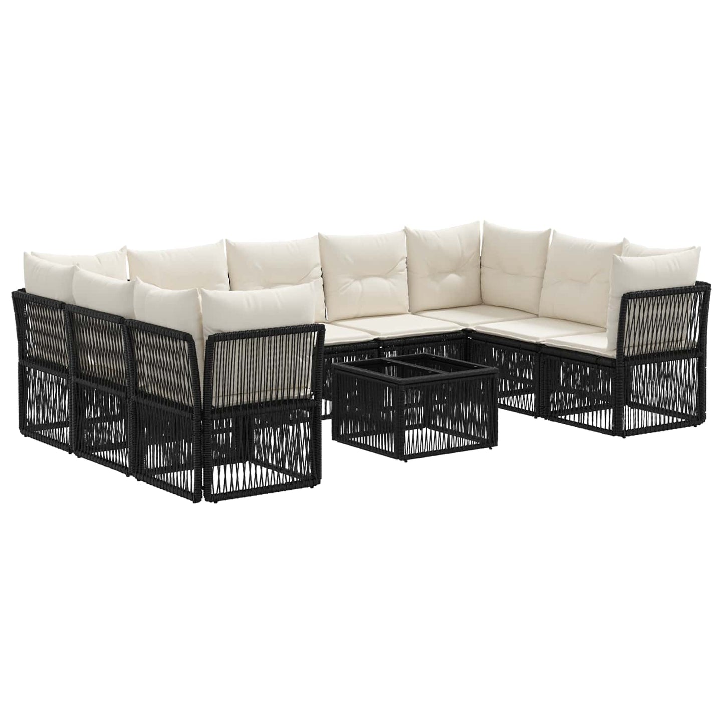 Tuinbankenset 10 pcs Zwart poly rattan is nu te koop bij PeponiXL, paradijselijk wonen!