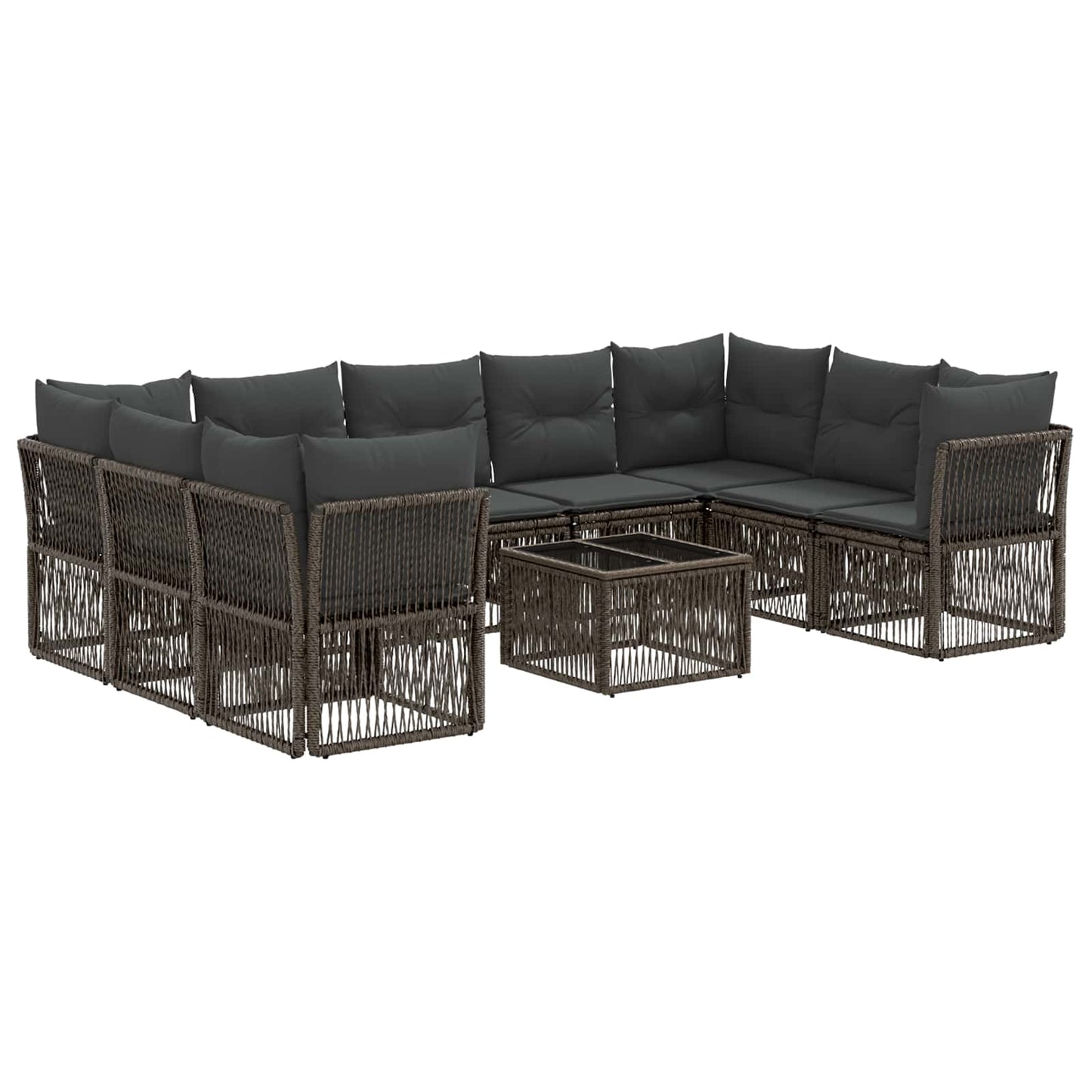 Tuinbankenset 10 pcs Grijs poly rattan is nu te koop bij PeponiXL, paradijselijk wonen!