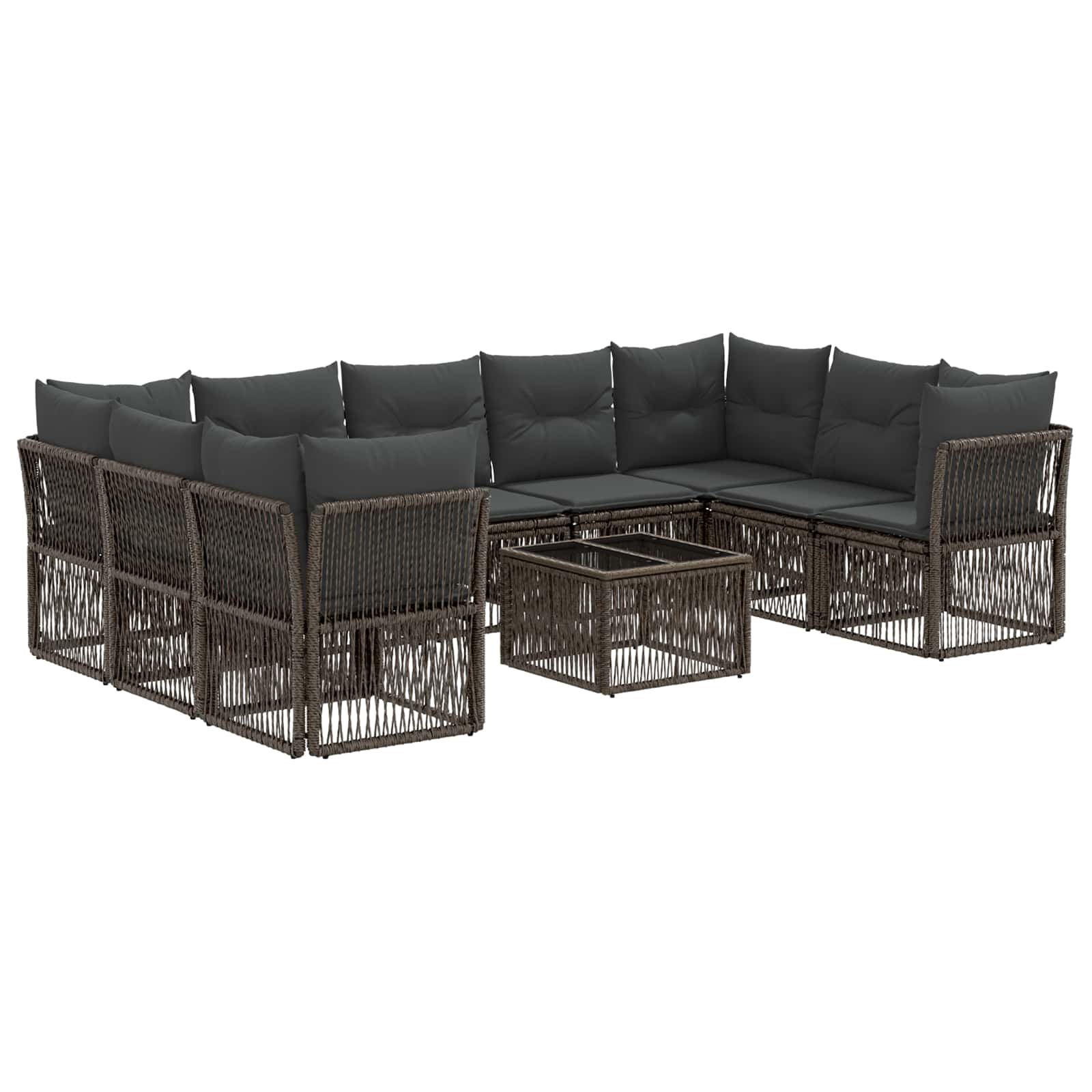 Tuinbankenset 10 pcs Grijs poly rattan is nu te koop bij PeponiXL, paradijselijk wonen!