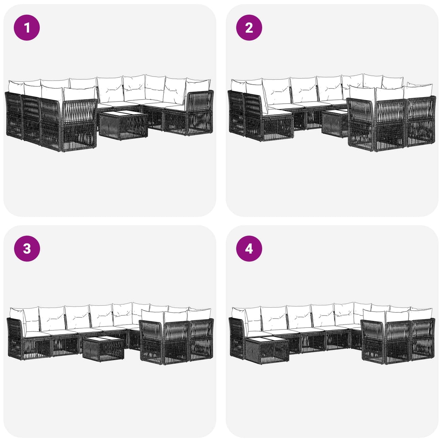 Tuinbankenset 10 pcs Grijs poly rattan is nu te koop bij PeponiXL, paradijselijk wonen!