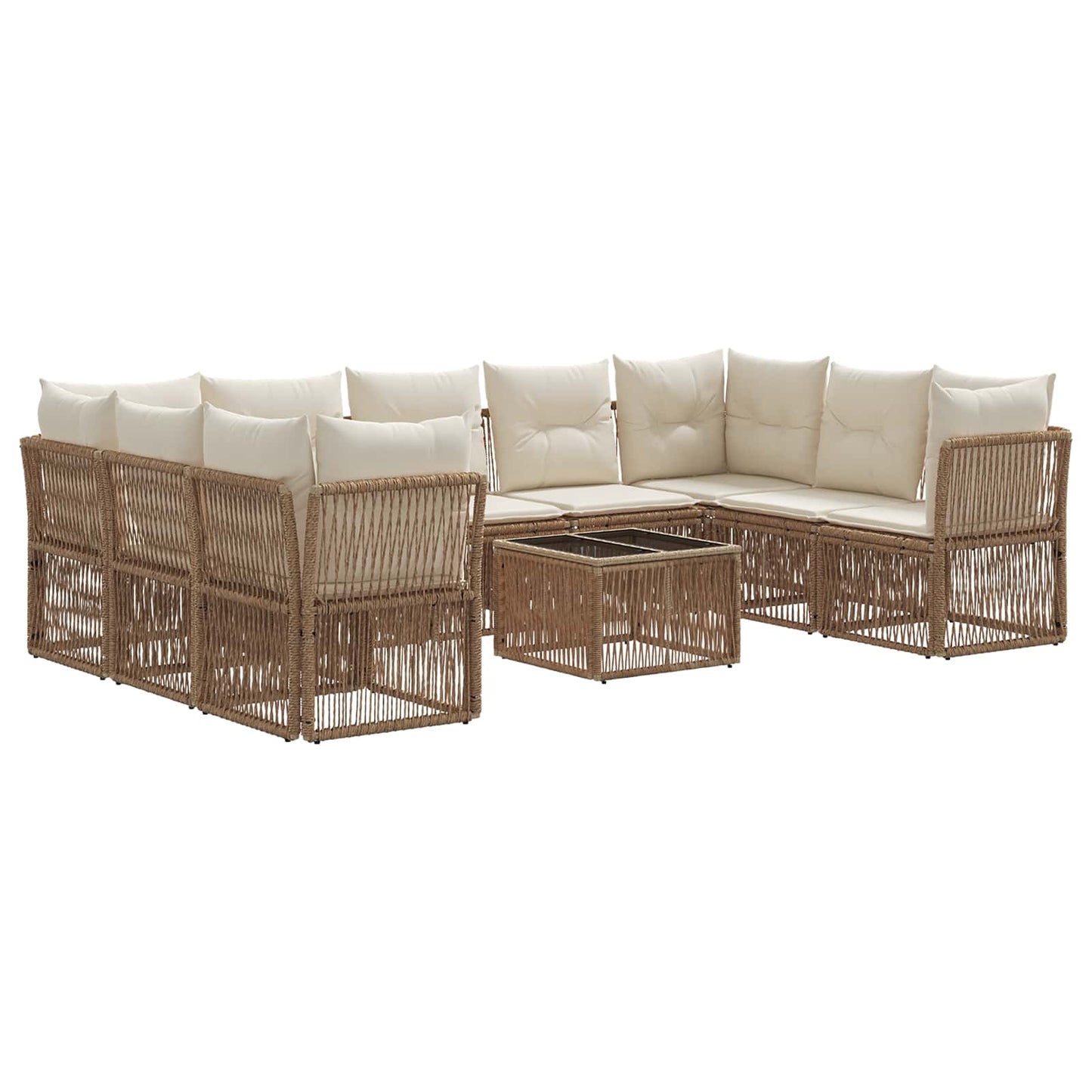 Tuinbankenset 10 pcs Beige poly rattan is nu te koop bij PeponiXL, paradijselijk wonen!