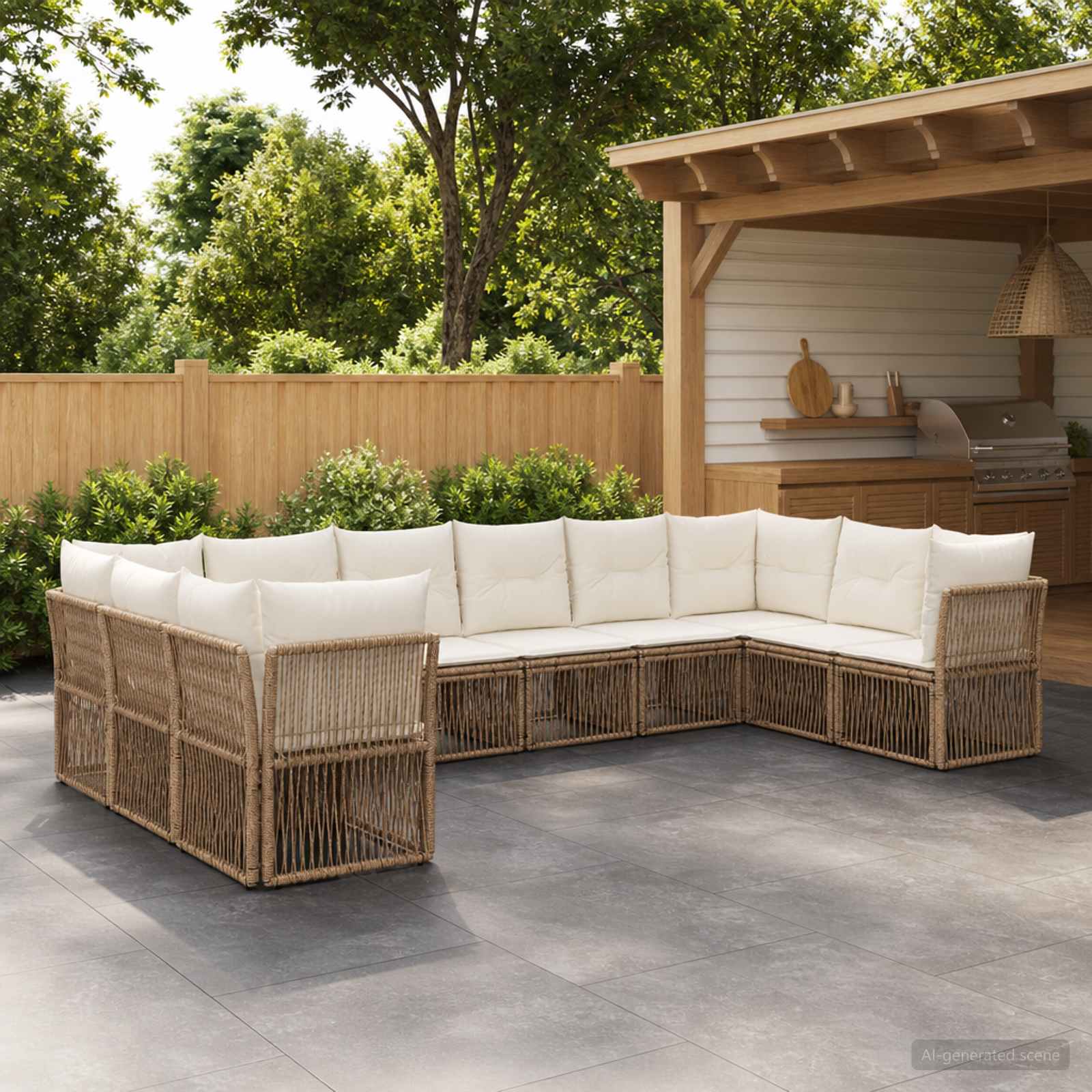 Tuinbankenset 10 pcs Beige poly rattan is nu te koop bij PeponiXL, paradijselijk wonen!