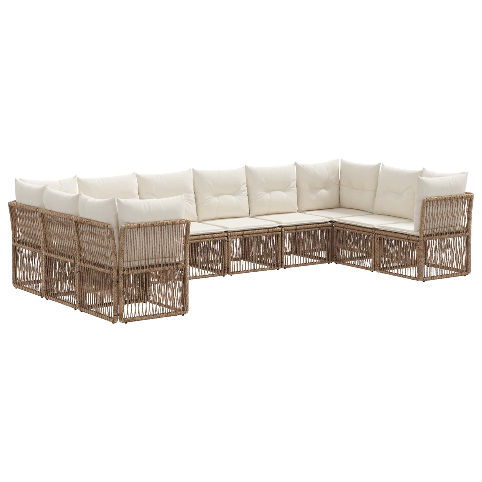 Tuinbankenset 10 pcs Beige poly rattan is nu te koop bij PeponiXL, paradijselijk wonen!