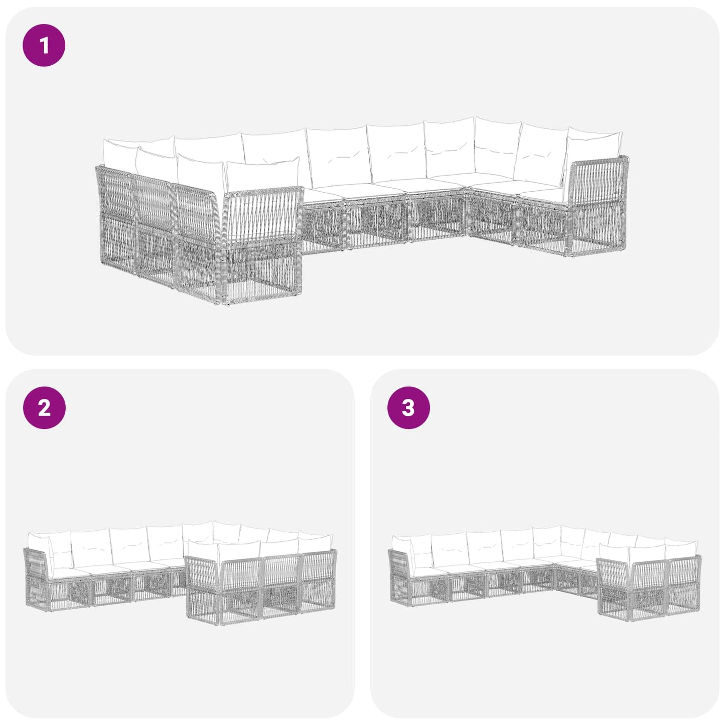 Tuinbankenset 10 pcs Beige poly rattan is nu te koop bij PeponiXL, paradijselijk wonen!