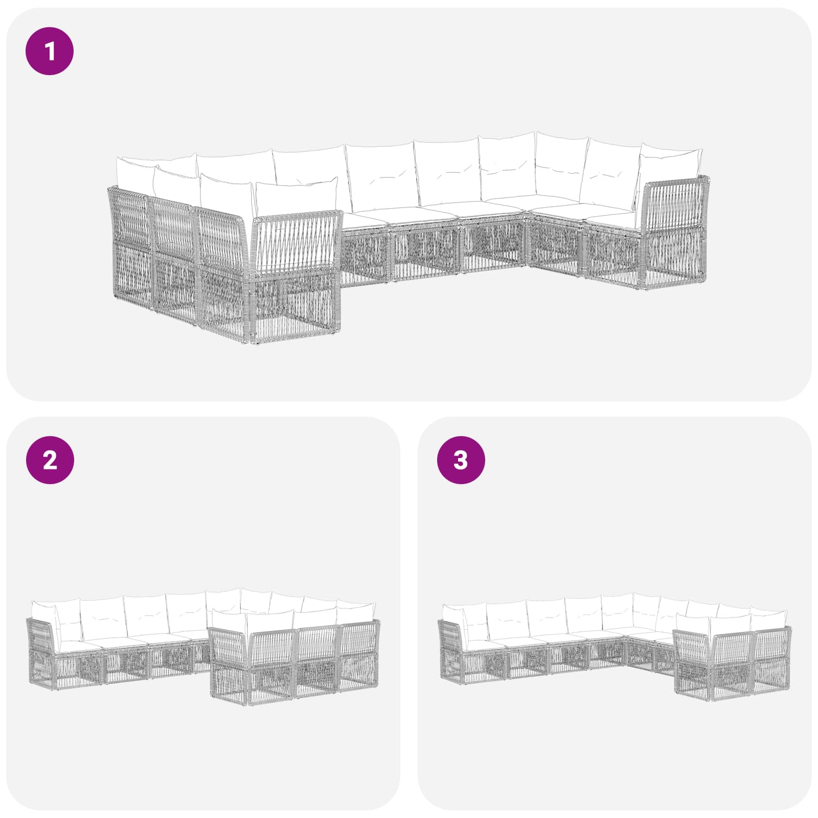Tuinbankenset 10 pcs Beige poly rattan is nu te koop bij PeponiXL, paradijselijk wonen!