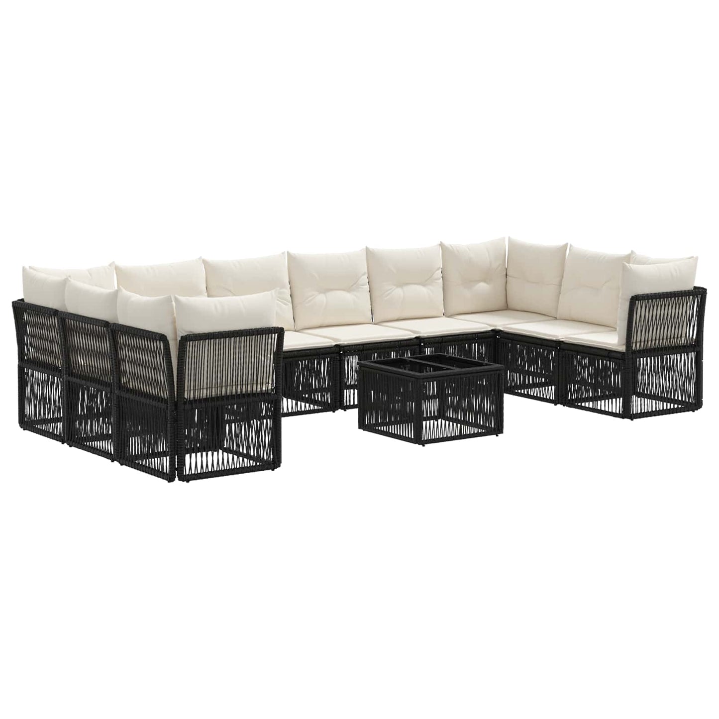 Tuinbankenset 11 pcs Zwart poly rattan is nu te koop bij PeponiXL, paradijselijk wonen!