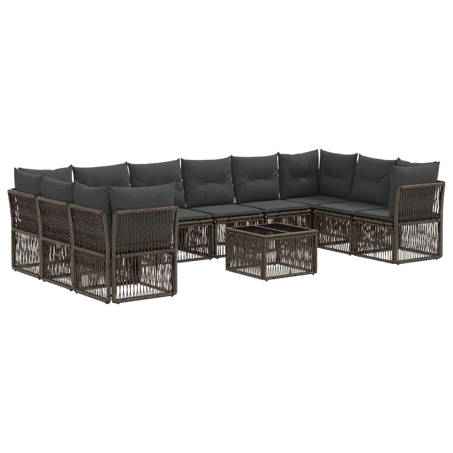 Tuinbankenset 11 pcs Grijs poly rattan is nu te koop bij PeponiXL, paradijselijk wonen!