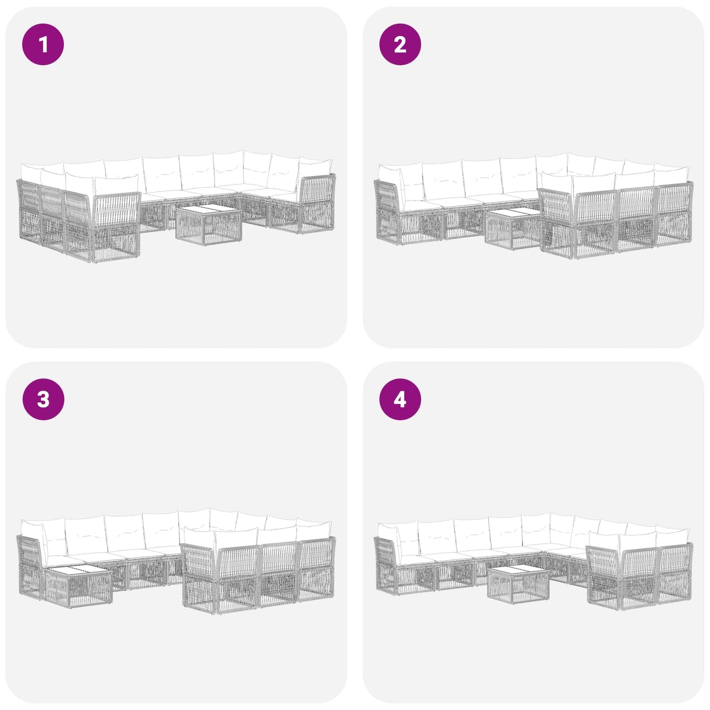 Tuinbankenset 11 pcs Grijs poly rattan is nu te koop bij PeponiXL, paradijselijk wonen!