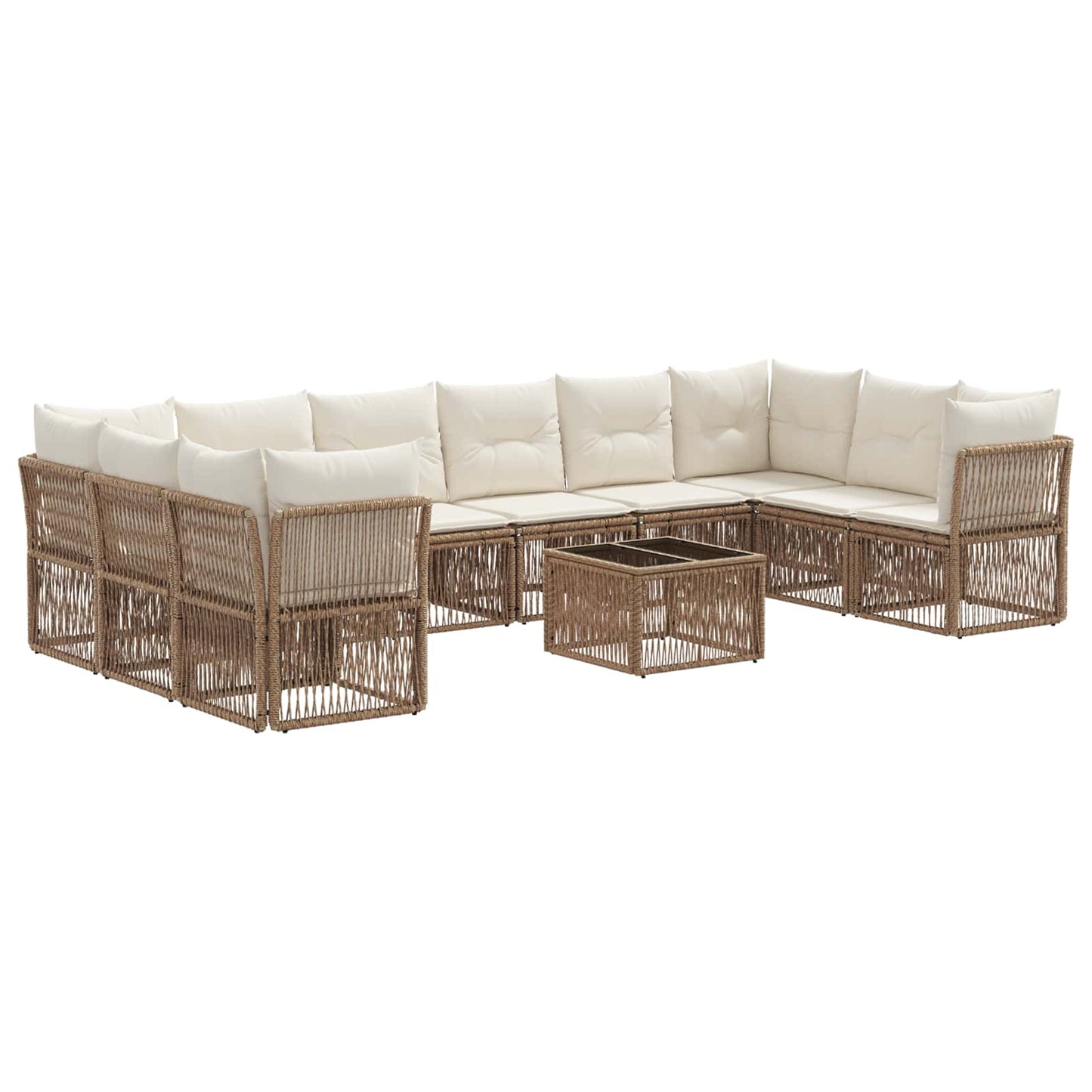 Tuinbankenset 11 pcs Beige poly rattan is nu te koop bij PeponiXL, paradijselijk wonen!