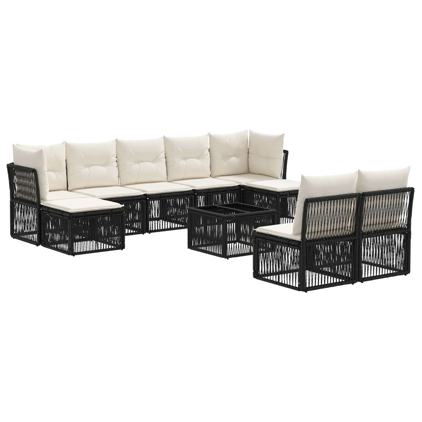 Tuinbankenset 10 pcs Zwart poly rattan is nu te koop bij PeponiXL, paradijselijk wonen!
