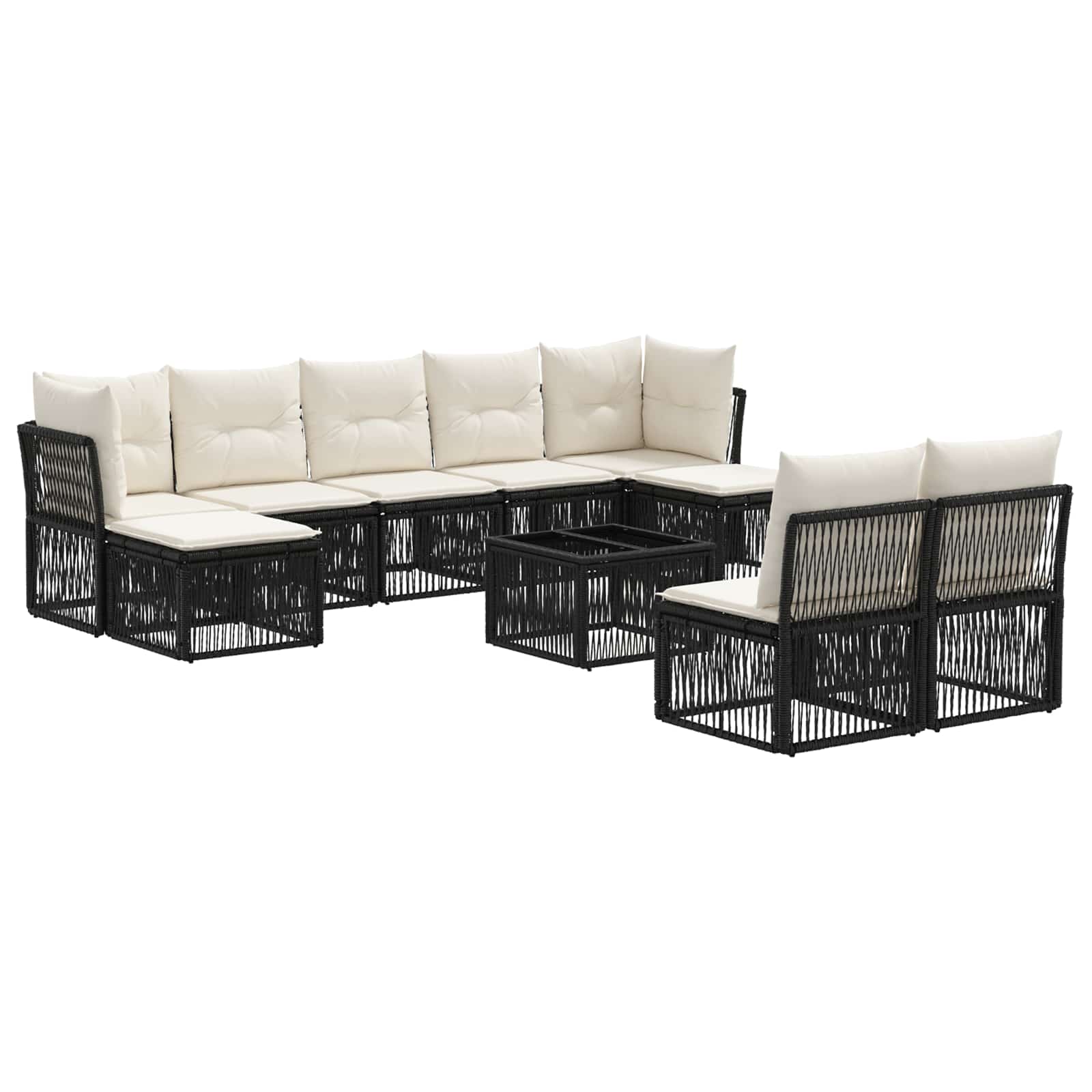 Tuinbankenset 10 pcs Zwart poly rattan is nu te koop bij PeponiXL, paradijselijk wonen!