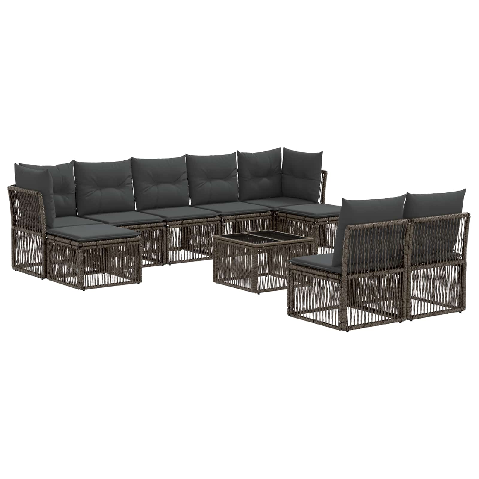 Tuinbankenset 10 pcs Grijs poly rattan is nu te koop bij PeponiXL, paradijselijk wonen!